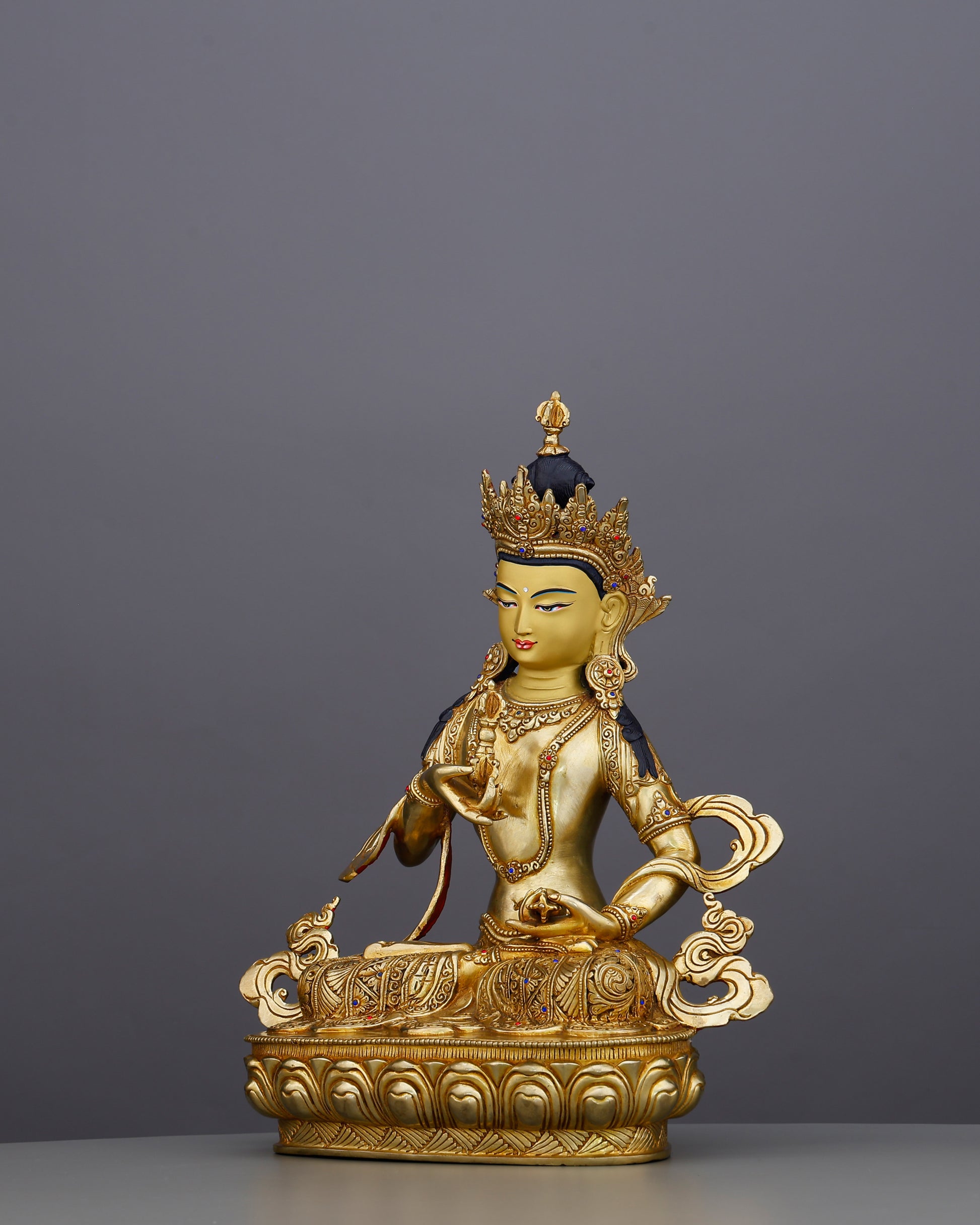 Stainless as the Sky, Brilliant as Gold | 24K Gold Gilded Vajrasattva From Nepal - Authentic Handcrafted Statue