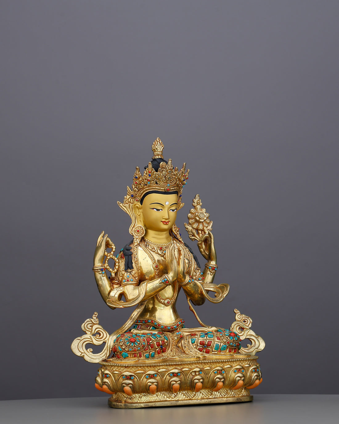 A Thousand Arms Could Not Hold Enough Compassion | 24K Gold Gilded Chengresi From Nepal - Handcrafted Buddhist Statue - Authentic Sacred Art