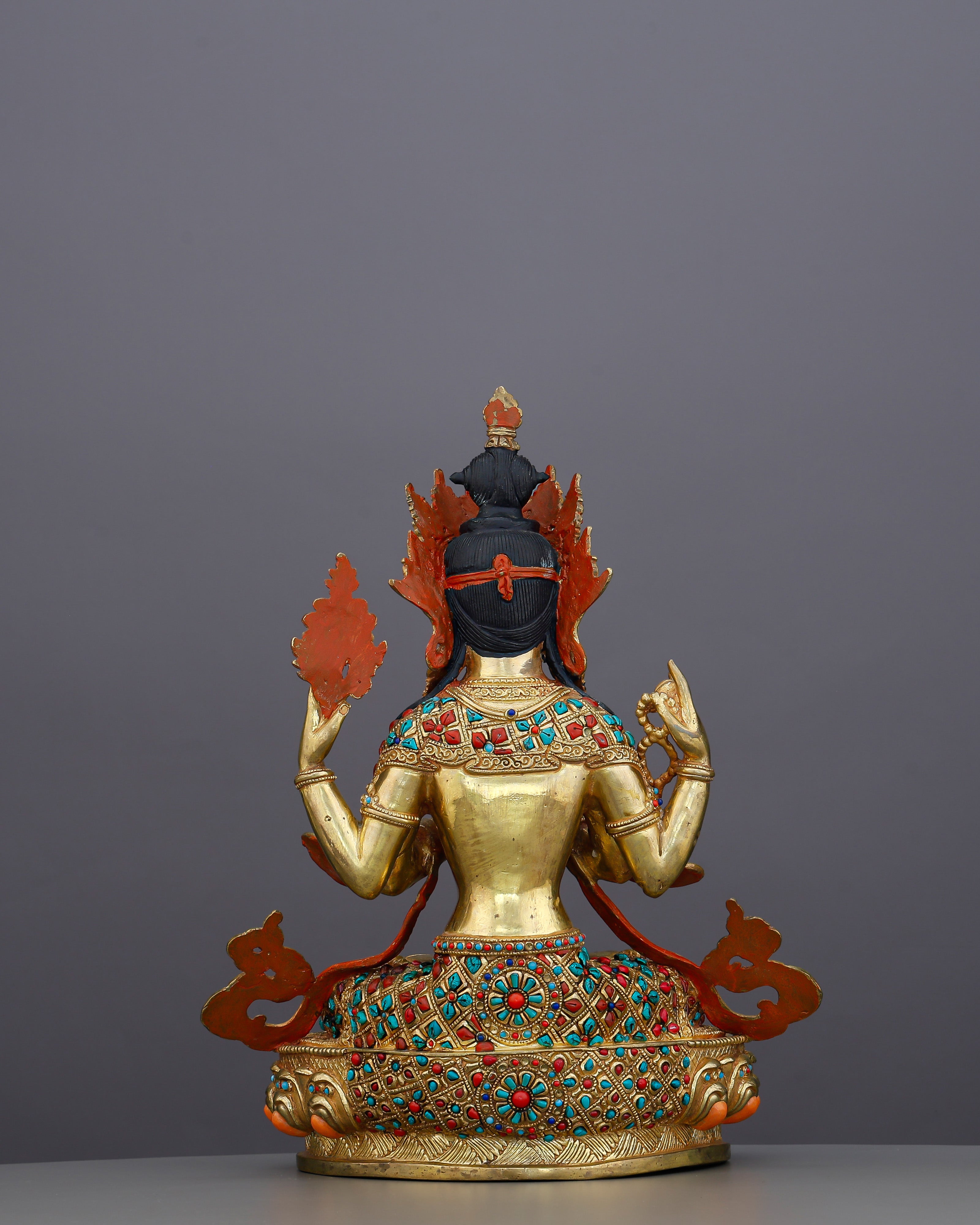 A Thousand Arms Could Not Hold Enough Compassion | 24K Gold Gilded Chengresi From Nepal