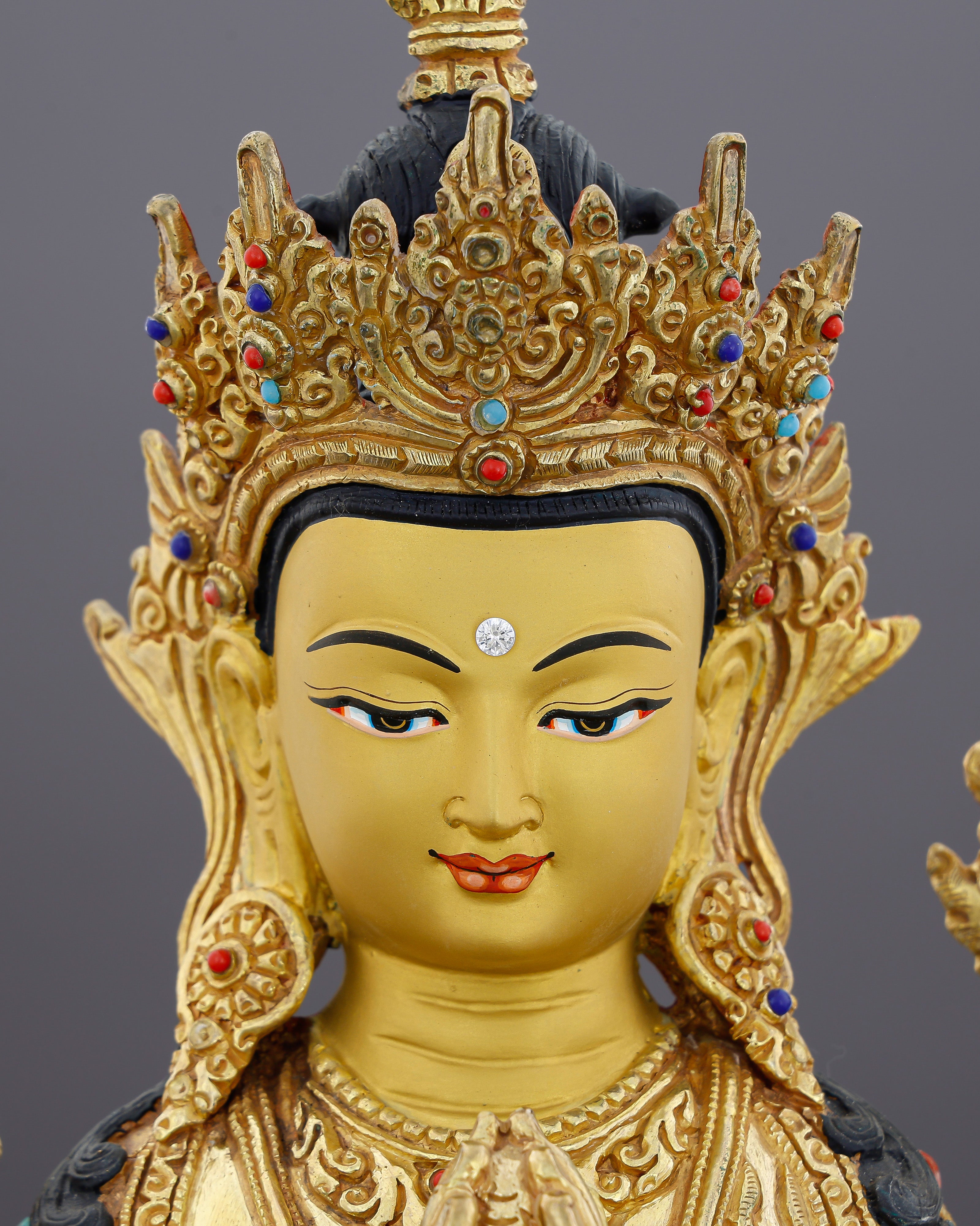 A Thousand Arms Could Not Hold Enough Compassion | 24K Gold Gilded Chengresi From Nepal