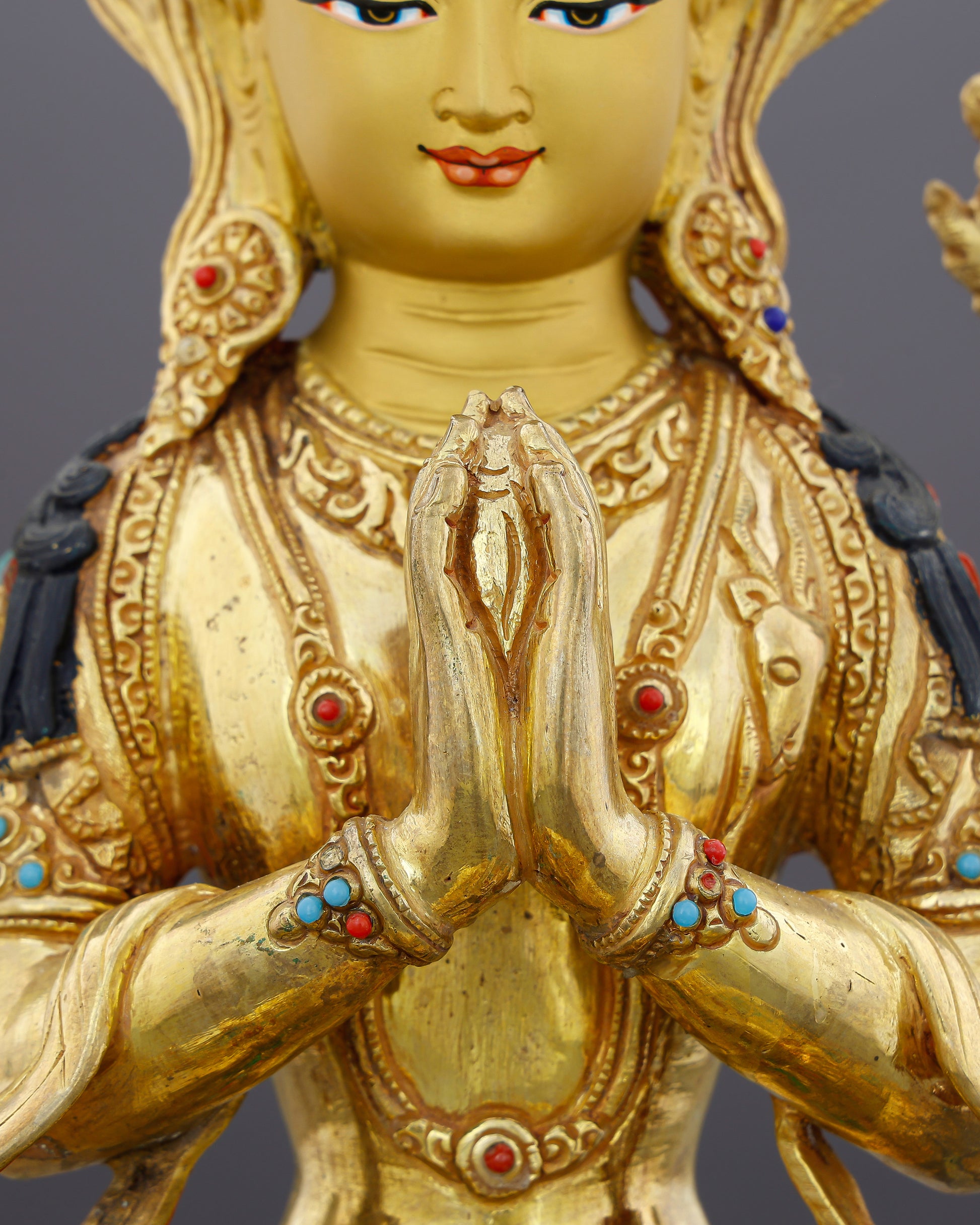 A Thousand Arms Could Not Hold Enough Compassion | 24K Gold Gilded Chengresi From Nepal - Authentic Handcrafted Statue