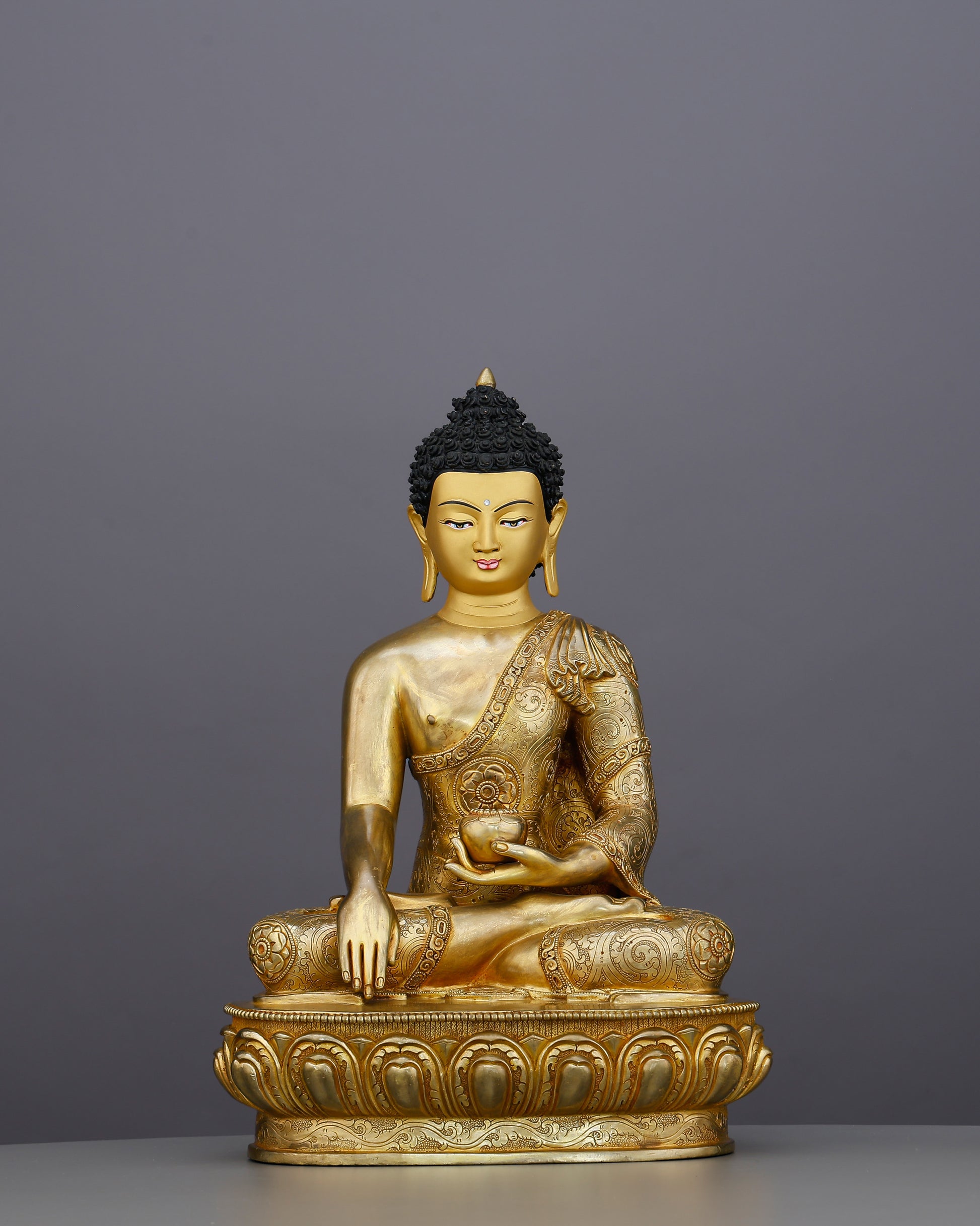 The Awakened One in Gold | 24K Gold Gilded Sakyamuni Buddha From Nepal - Authentic Handcrafted Statue