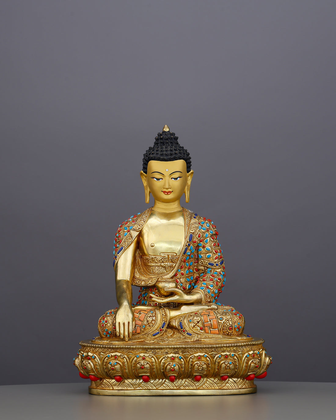 Where Enlightenment Meets Earth | Jewelled Sakyamuni Buddha From Nepal - Handcrafted Buddhist Statue