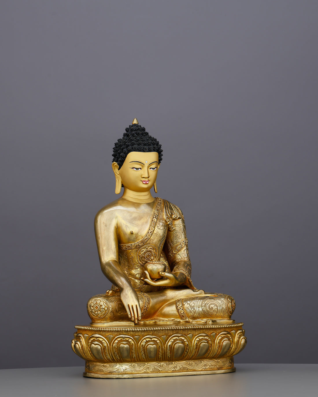 The Awakened One in Gold | 24K Gold Gilded Sakyamuni Buddha From Nepal - Handcrafted Buddhist Statue - Authentic Sacred Art