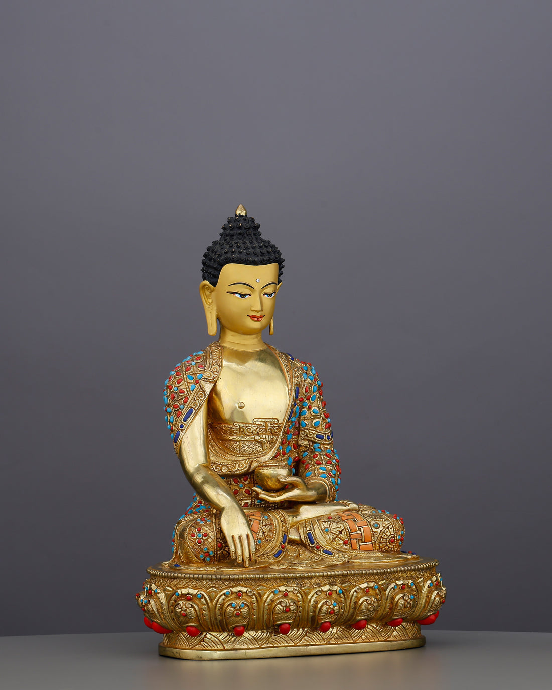 Where Enlightenment Meets Earth | Jewelled Sakyamuni Buddha From Nepal - Handcrafted Buddhist Statue - Authentic Sacred Art
