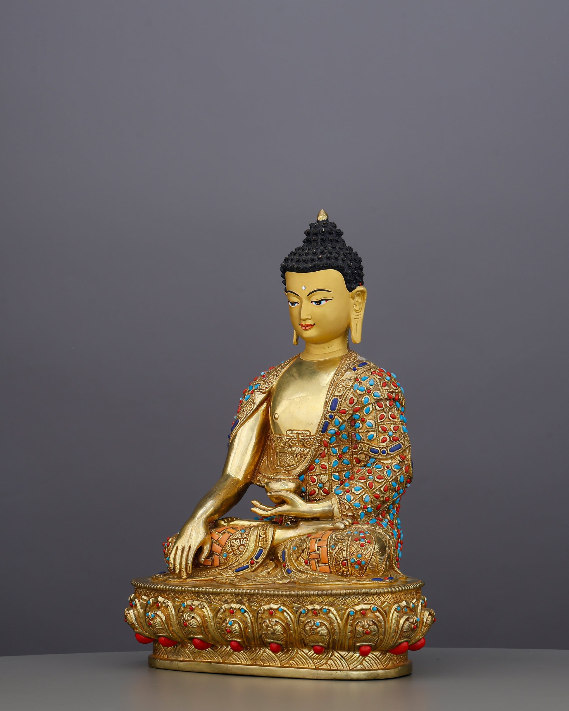 Where Enlightenment Meets Earth | Jewelled Sakyamuni Buddha From Nepal - Authentic Handcrafted Statue