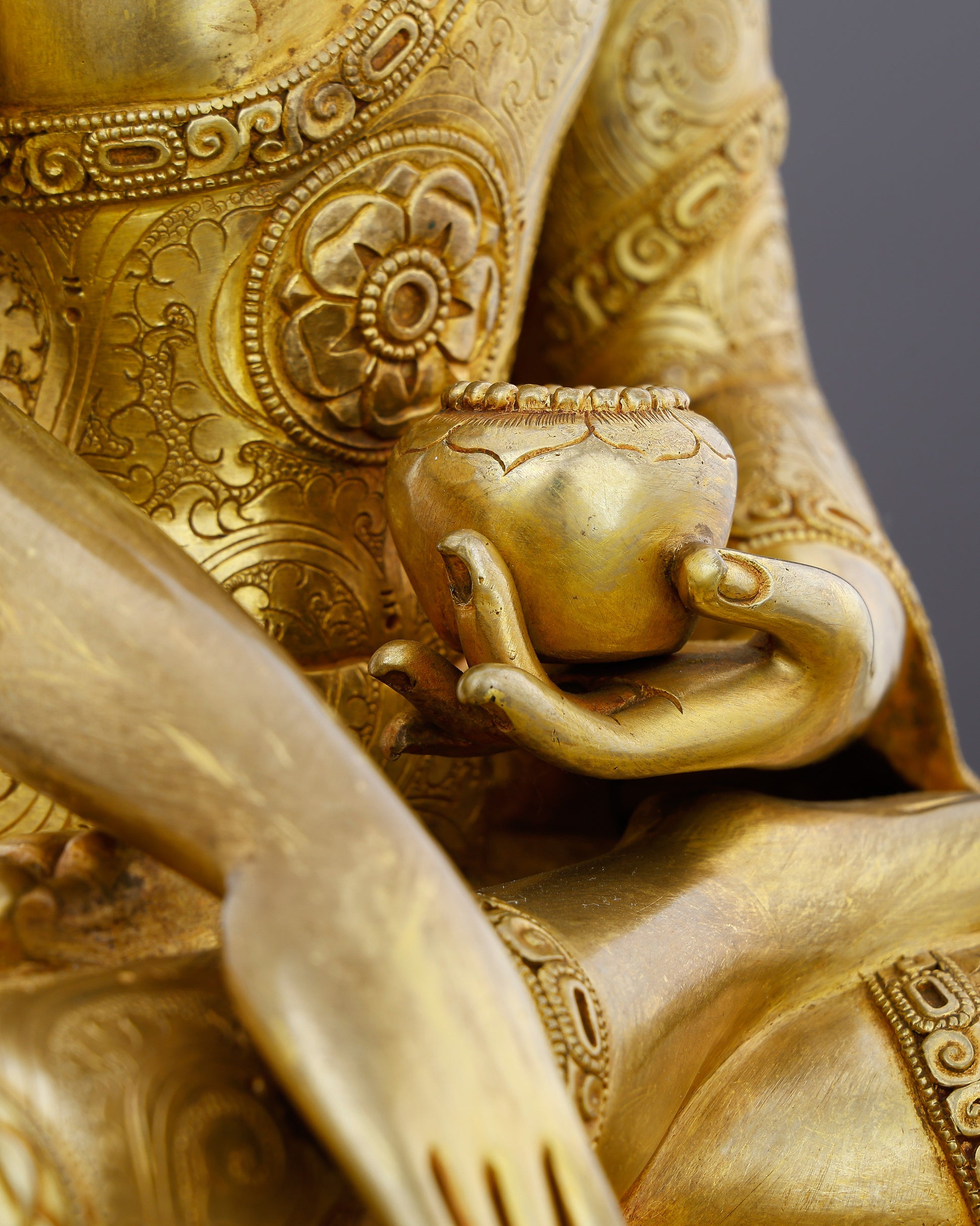 The Awakened One in Gold | 24K Gold Gilded Sakyamuni Buddha From Nepal - Authentic Handcrafted Statue