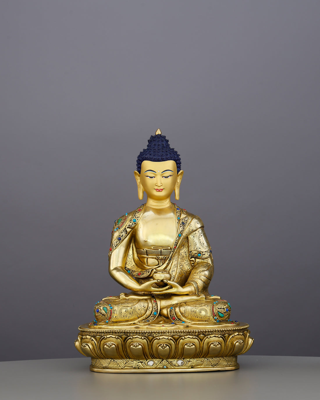 Infinite Light, Infinite Welcome | 24K Gold Gilded Amitabha Buddha From Nepal - Handcrafted Buddhist Statue