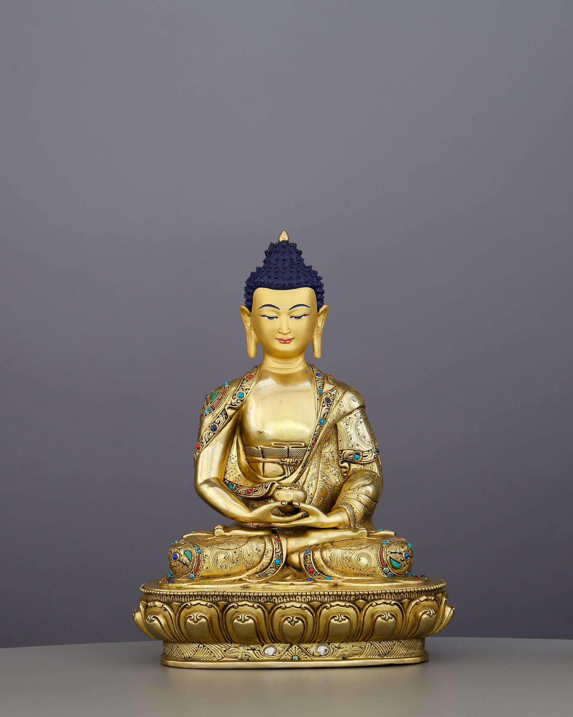 Infinite Light, Infinite Welcome | 24K Gold Gilded Amitabha Buddha From Nepal - Authentic Handcrafted Statue