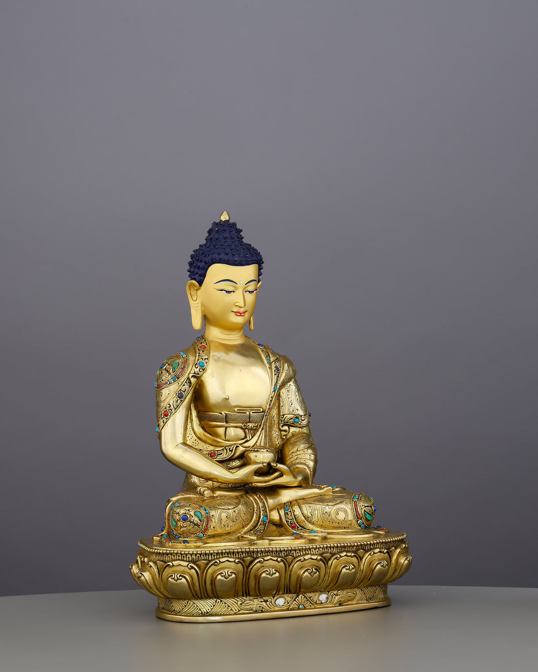 Infinite Light, Infinite Welcome | 24K Gold Gilded Amitabha Buddha From Nepal - Handcrafted Buddhist Statue - Authentic Sacred Art