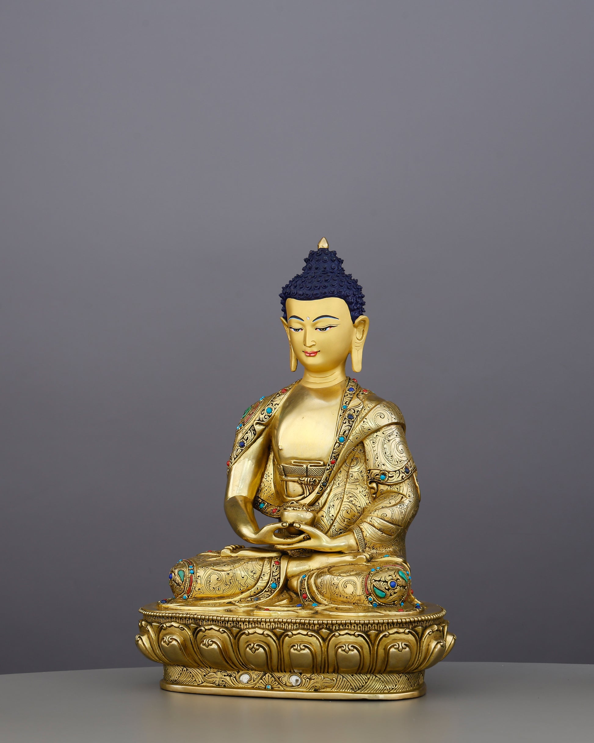 Infinite Light, Infinite Welcome | 24K Gold Gilded Amitabha Buddha From Nepal - Authentic Handcrafted Statue