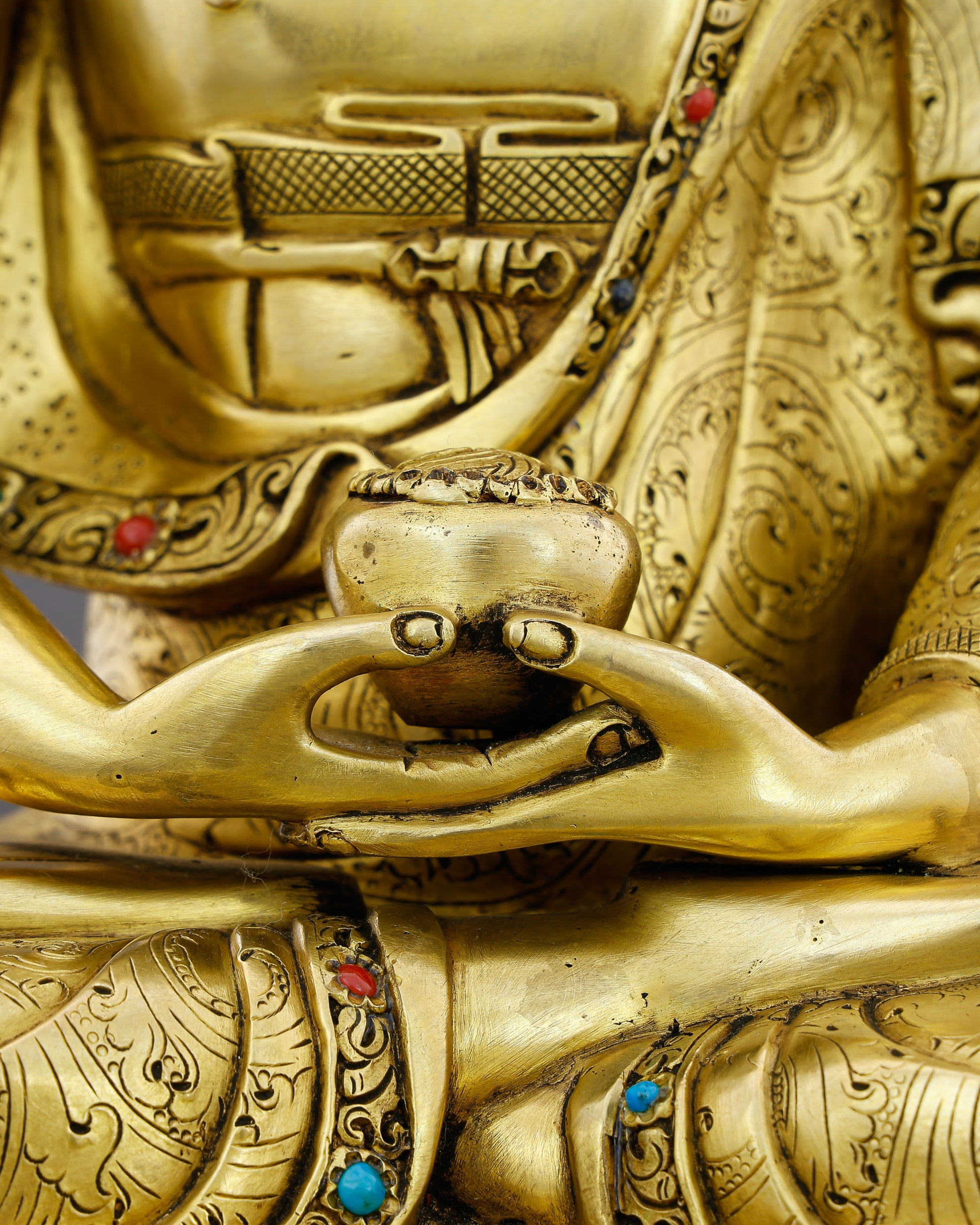 Infinite Light, Infinite Welcome | 24K Gold Gilded Amitabha Buddha From Nepal - Authentic Handcrafted Statue