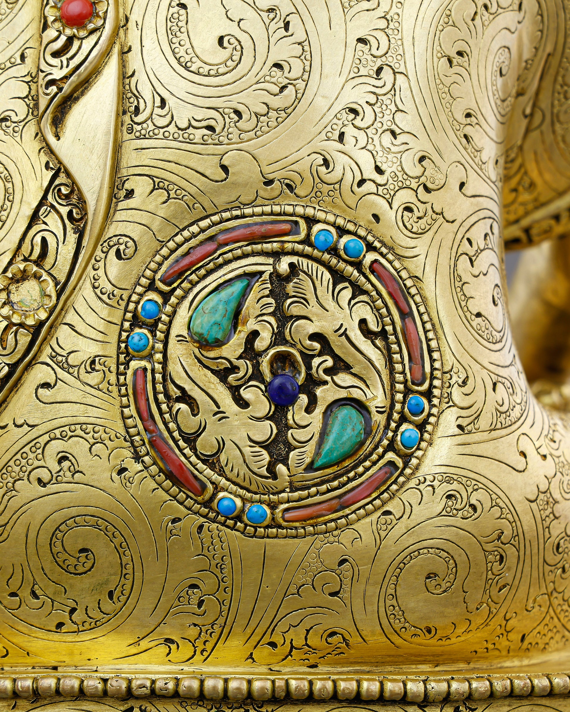 Gold and Stillness, Perfectly Unified | Jewelled Sakyamuni Buddha From Nepal - Authentic Handcrafted Statue