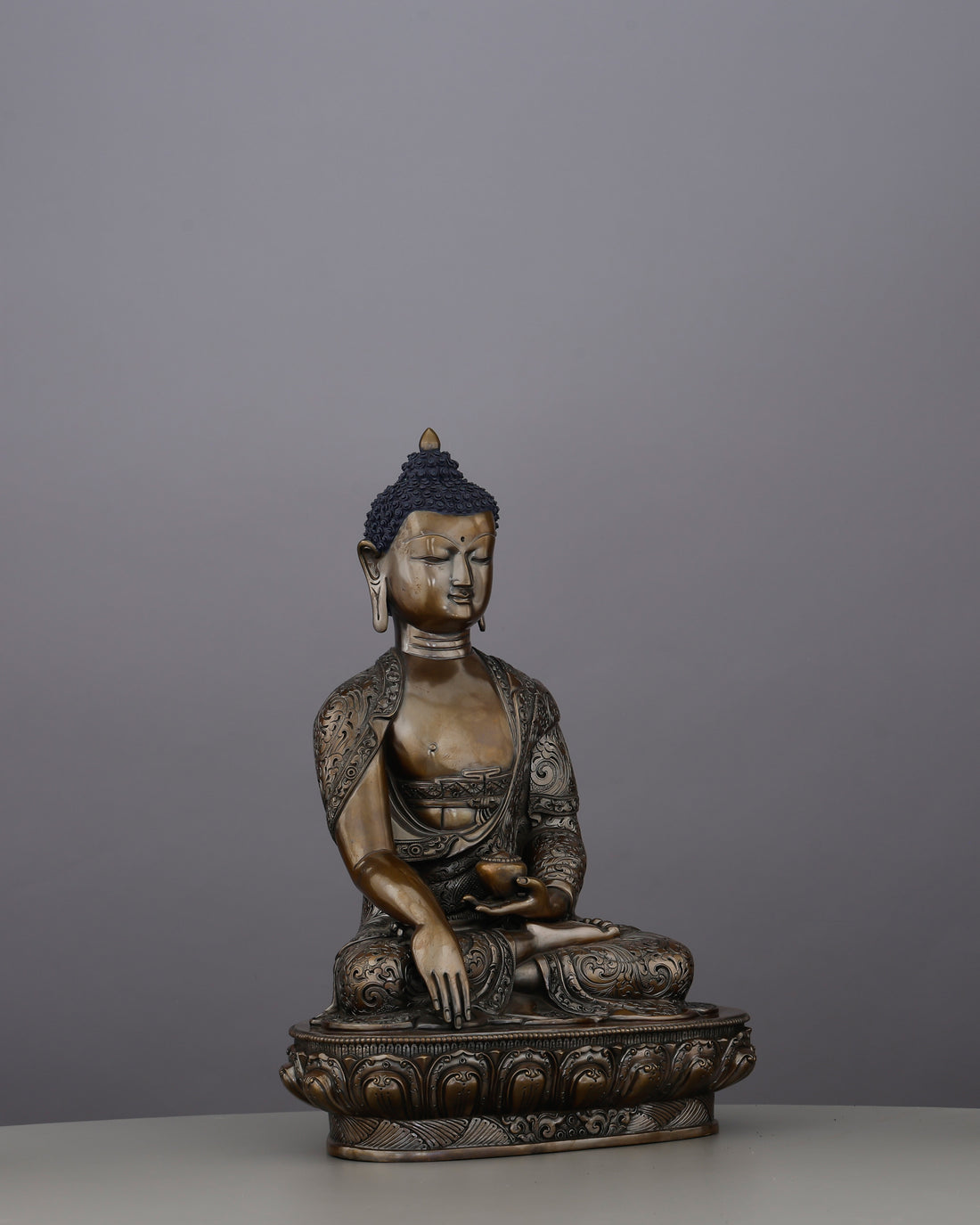 Ancient Warmth, Timeless Awakening | Oxidized Sakyamuni Buddha From Nepal - Handcrafted Buddhist Statue - Authentic Sacred Art