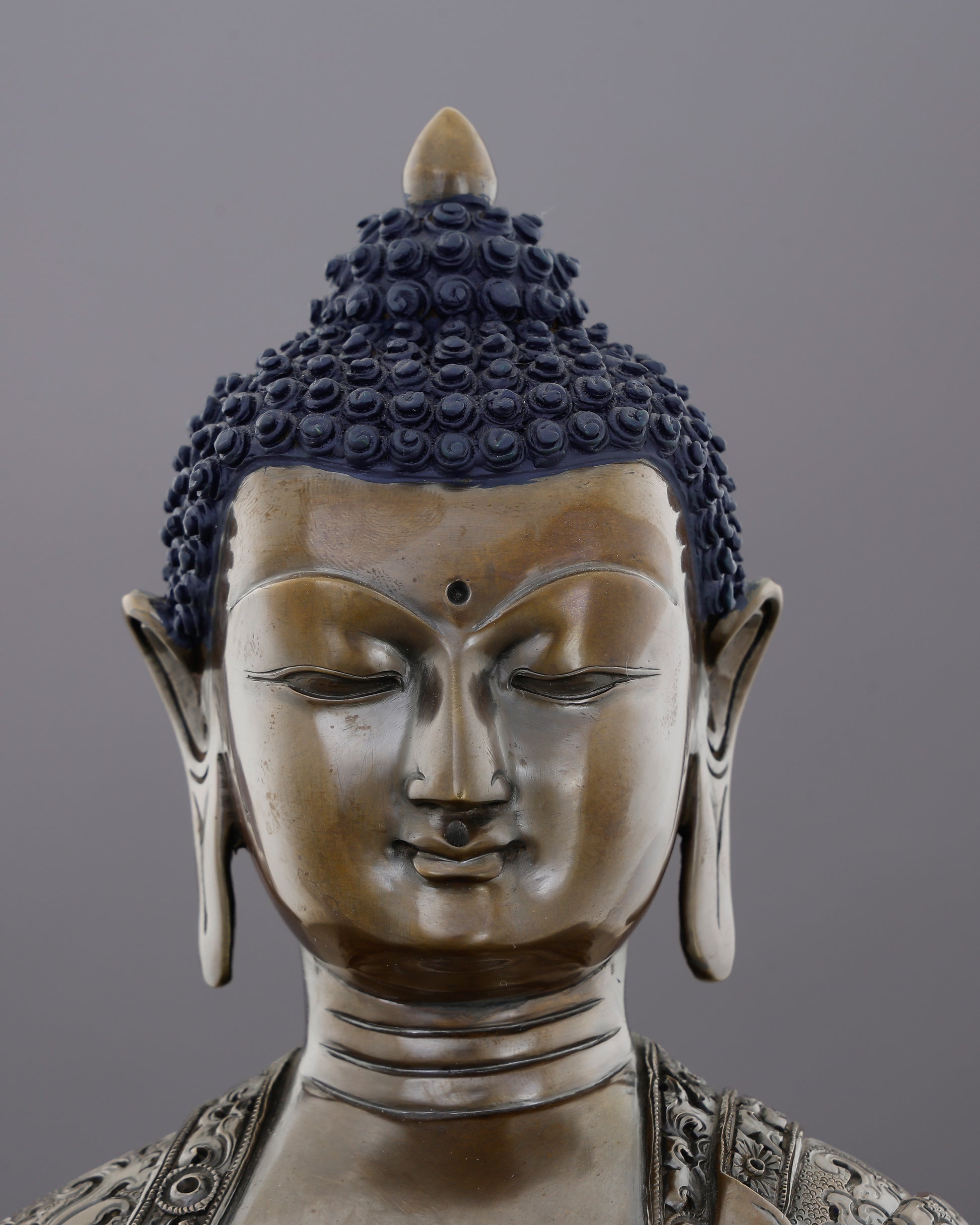 Ancient Warmth, Timeless Awakening | Oxidized Sakyamuni Buddha From Nepal - Authentic Handcrafted Statue