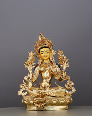 She Rises Before You Finish Calling | Grand 24K Gold Gilded Green Tara From Nepal