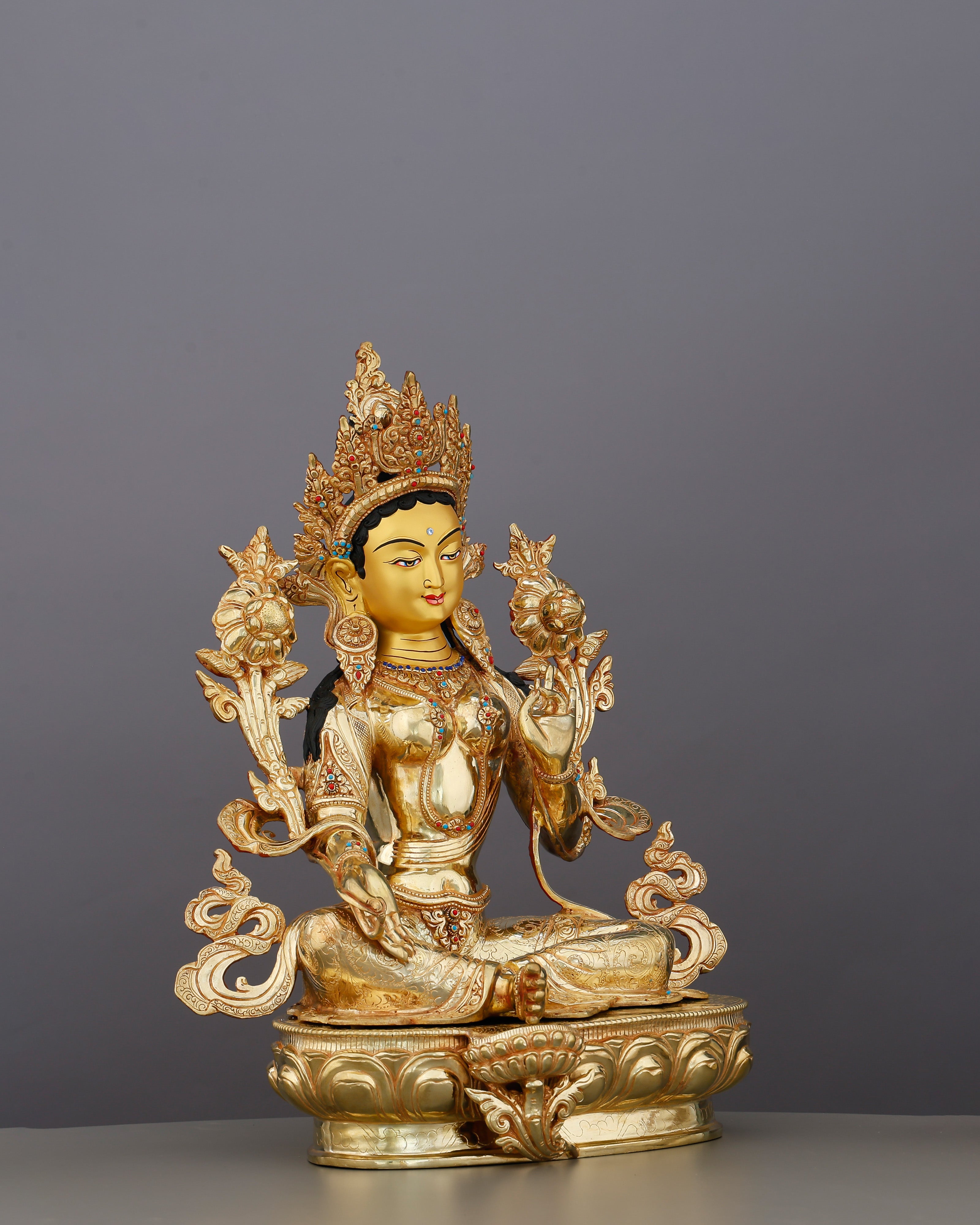 She Rises Before You Finish Calling | Grand 24K Gold Gilded Green Tara From Nepal