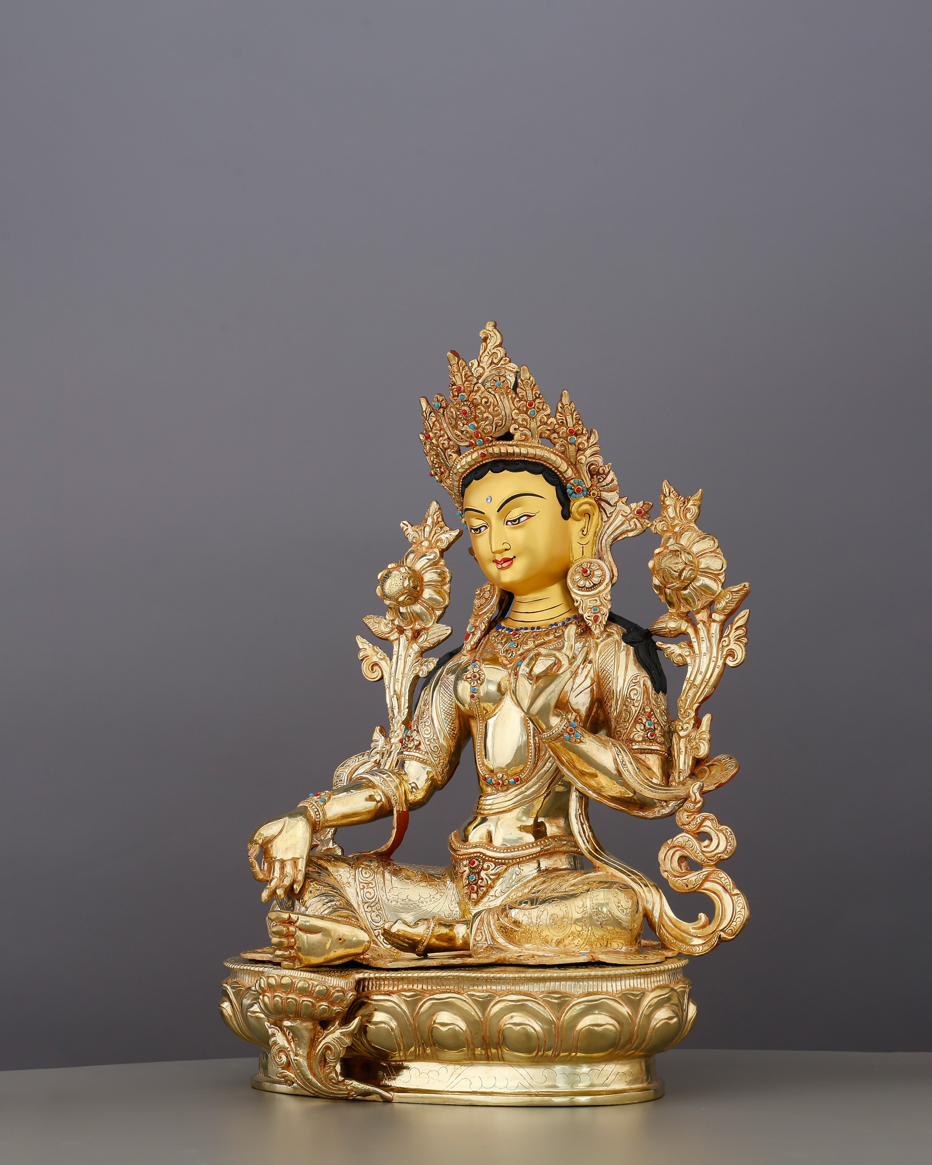 She Rises Before You Finish Calling | Grand 24K Gold Gilded Green Tara From Nepal
