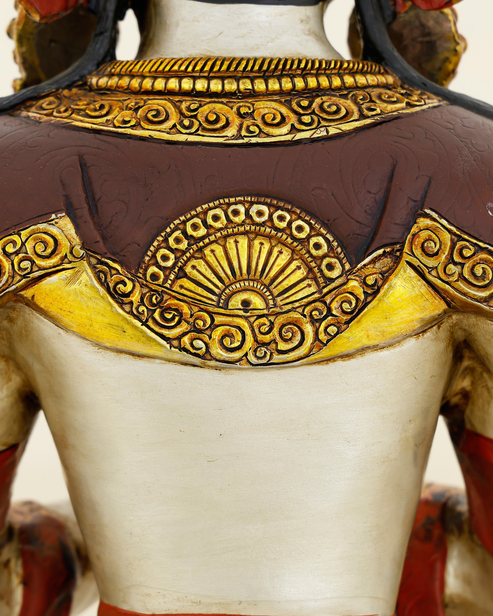 White as Mercy, Gold as Grace | Handcrafted Chengresi From The Himalayas - Authentic Handcrafted Statue