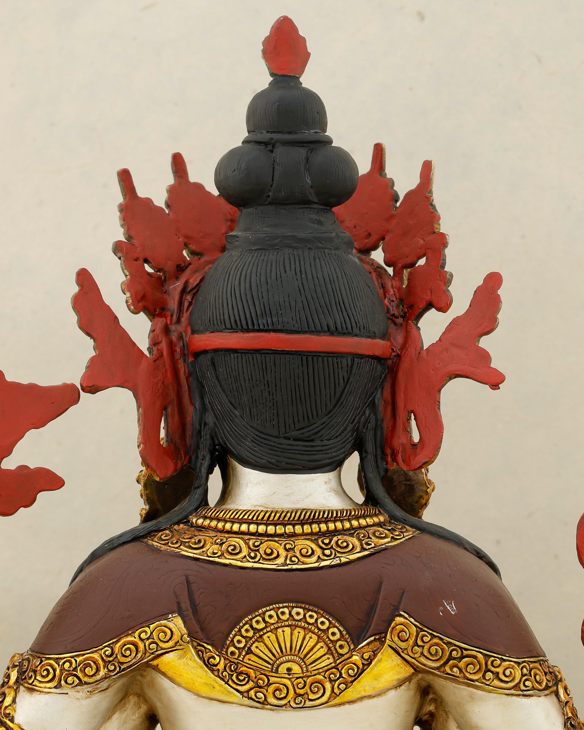White as Mercy, Gold as Grace | Handcrafted Chengresi From The Himalayas - Authentic Handcrafted Statue