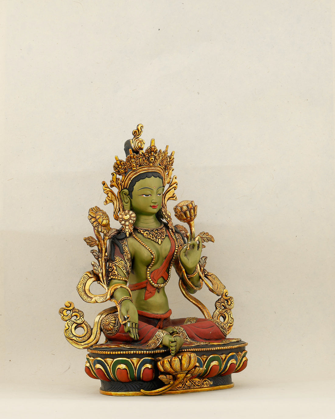 Green as Life Itself, Swift as Compassion | Handcrafted Green Tara From Nepal - Handcrafted Buddhist Statue - Authentic Sacred Art