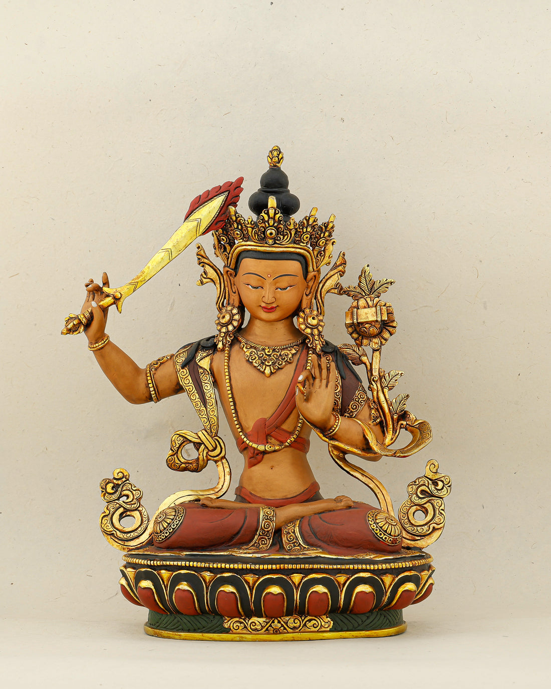 Raise the Sword, Cut Through the Dark | Handcrafted Manjushri From Nepal - Handcrafted Buddhist Statue