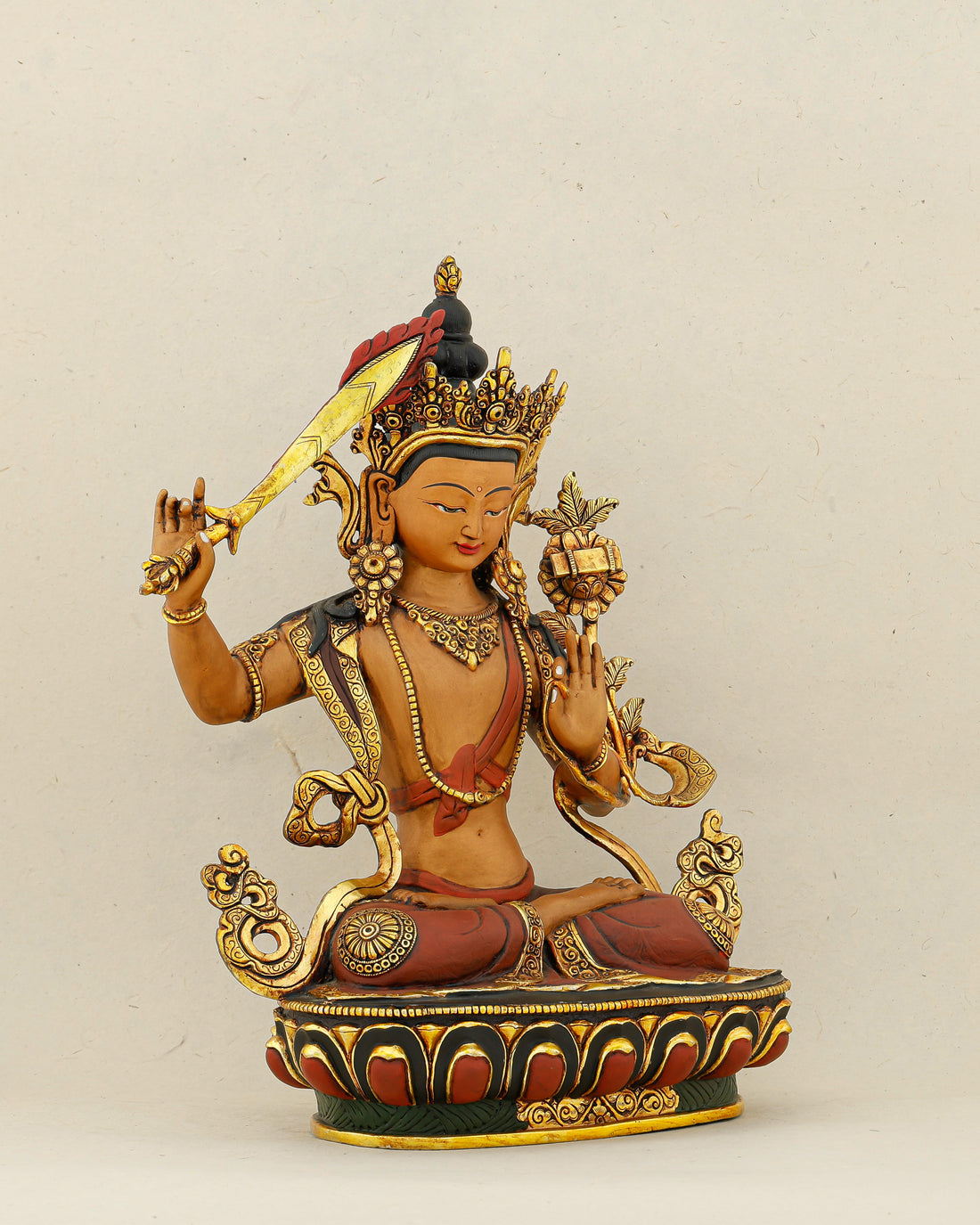 Raise the Sword, Cut Through the Dark | Handcrafted Manjushri From Nepal - Handcrafted Buddhist Statue - Authentic Sacred Art
