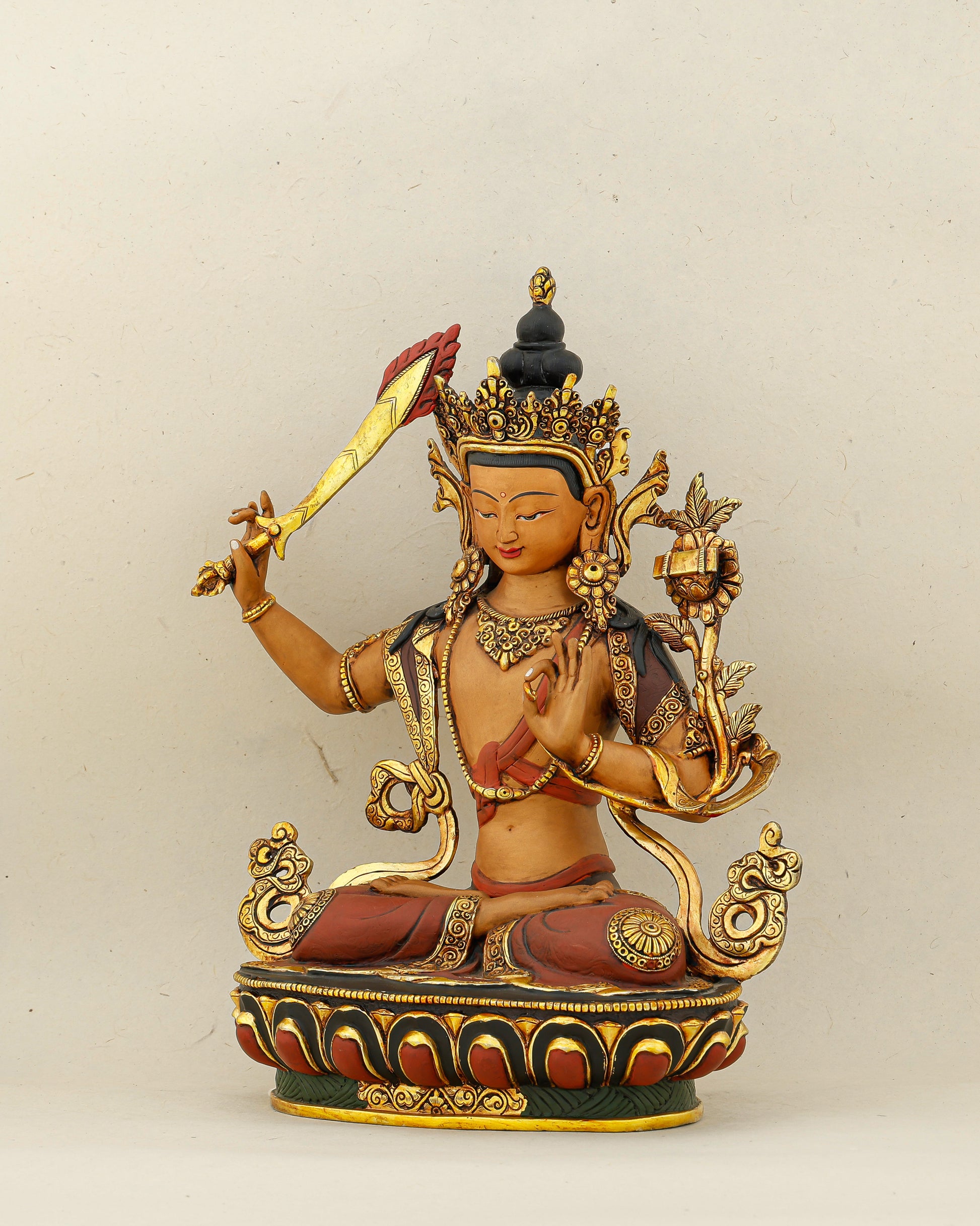 Raise the Sword, Cut Through the Dark | Handcrafted Manjushri From Nepal - Authentic Handcrafted Statue