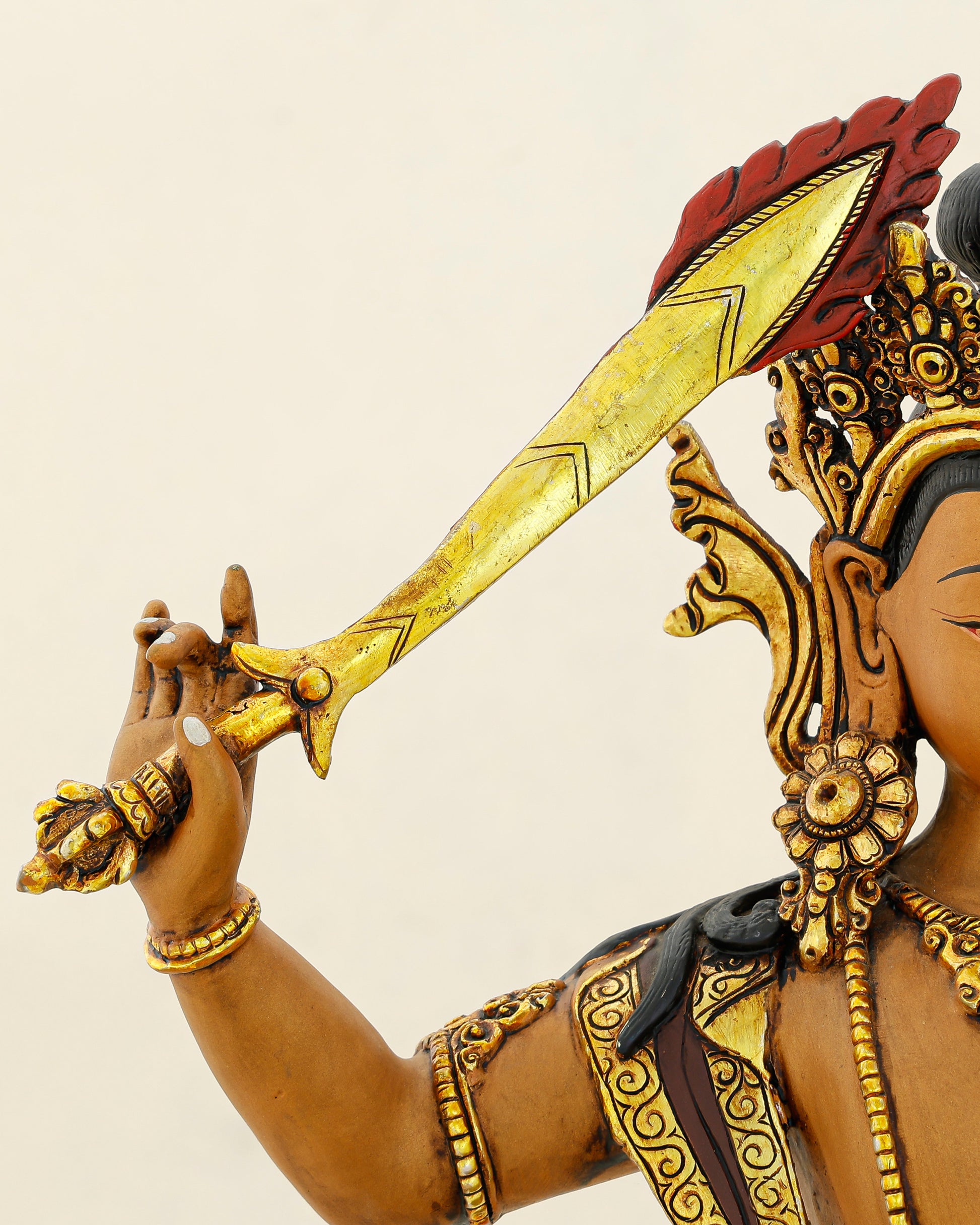 Raise the Sword, Cut Through the Dark | Handcrafted Manjushri From Nepal - Authentic Handcrafted Statue