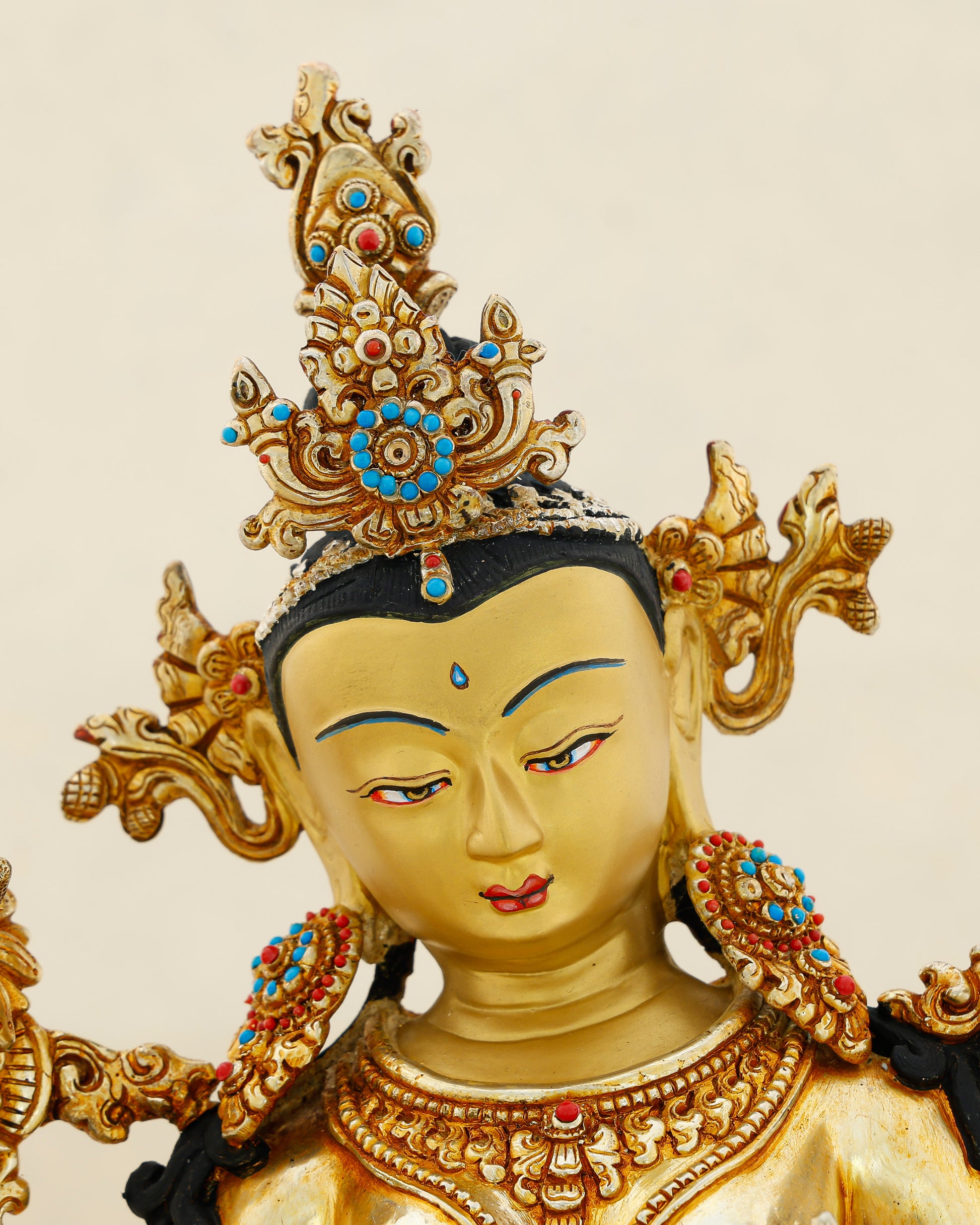 Gold That Moves, Grace That Never Waits | 24K Gold Gilded Green Tara From Nepal - Authentic Handcrafted Statue