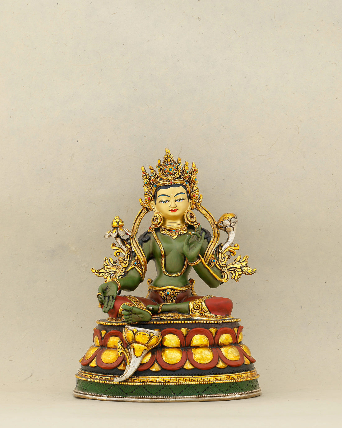 Compact in Form, Boundless in Compassion |&nbsp; Handcrafted Green Tara Statue - Handcrafted Buddhist Statue