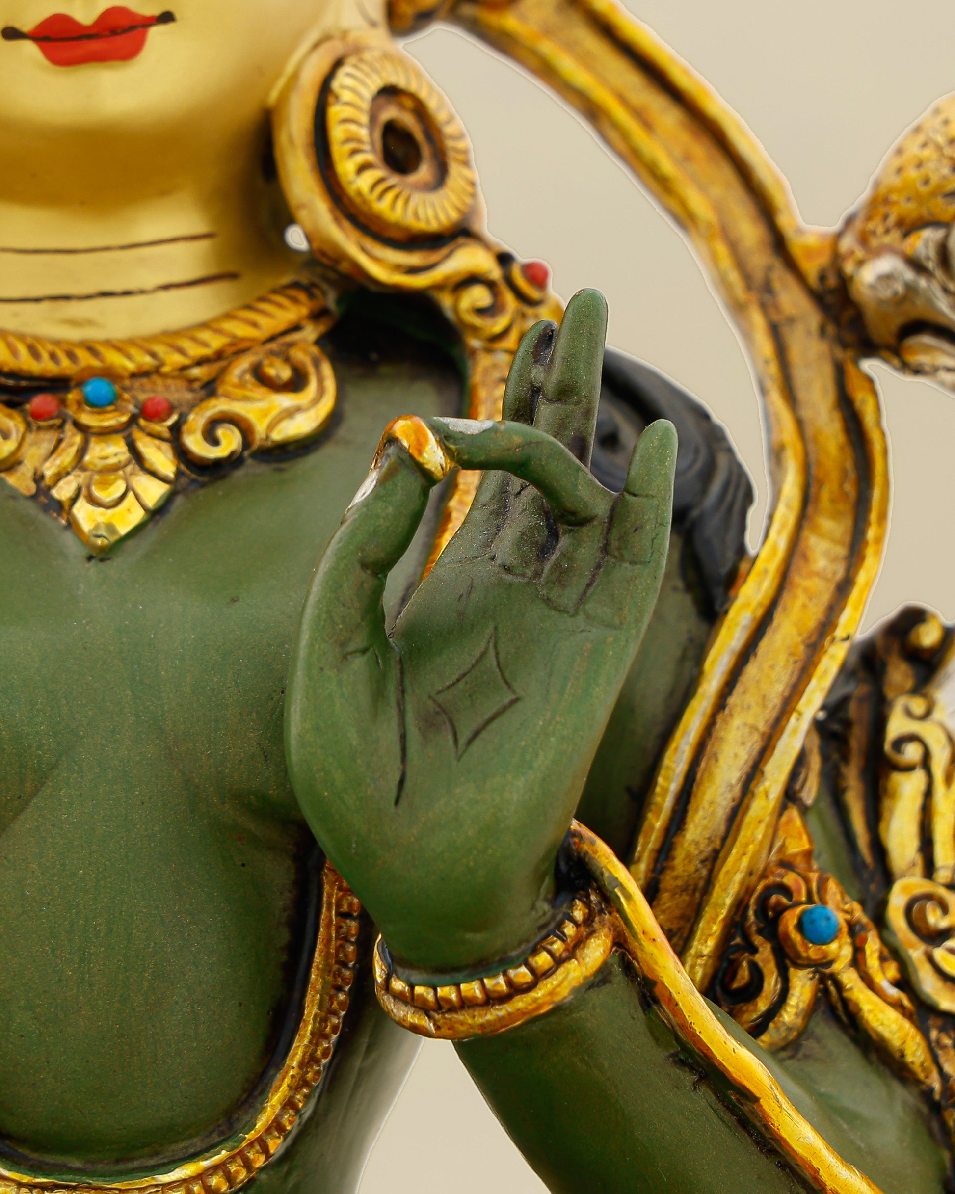 Compact in Form, Boundless in Compassion |&nbsp; Handcrafted Green Tara Statue - Authentic Handcrafted Statue