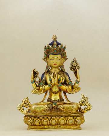 Every Arm Reaches Toward You | 24K Gold Gilded Chengresi Statue
