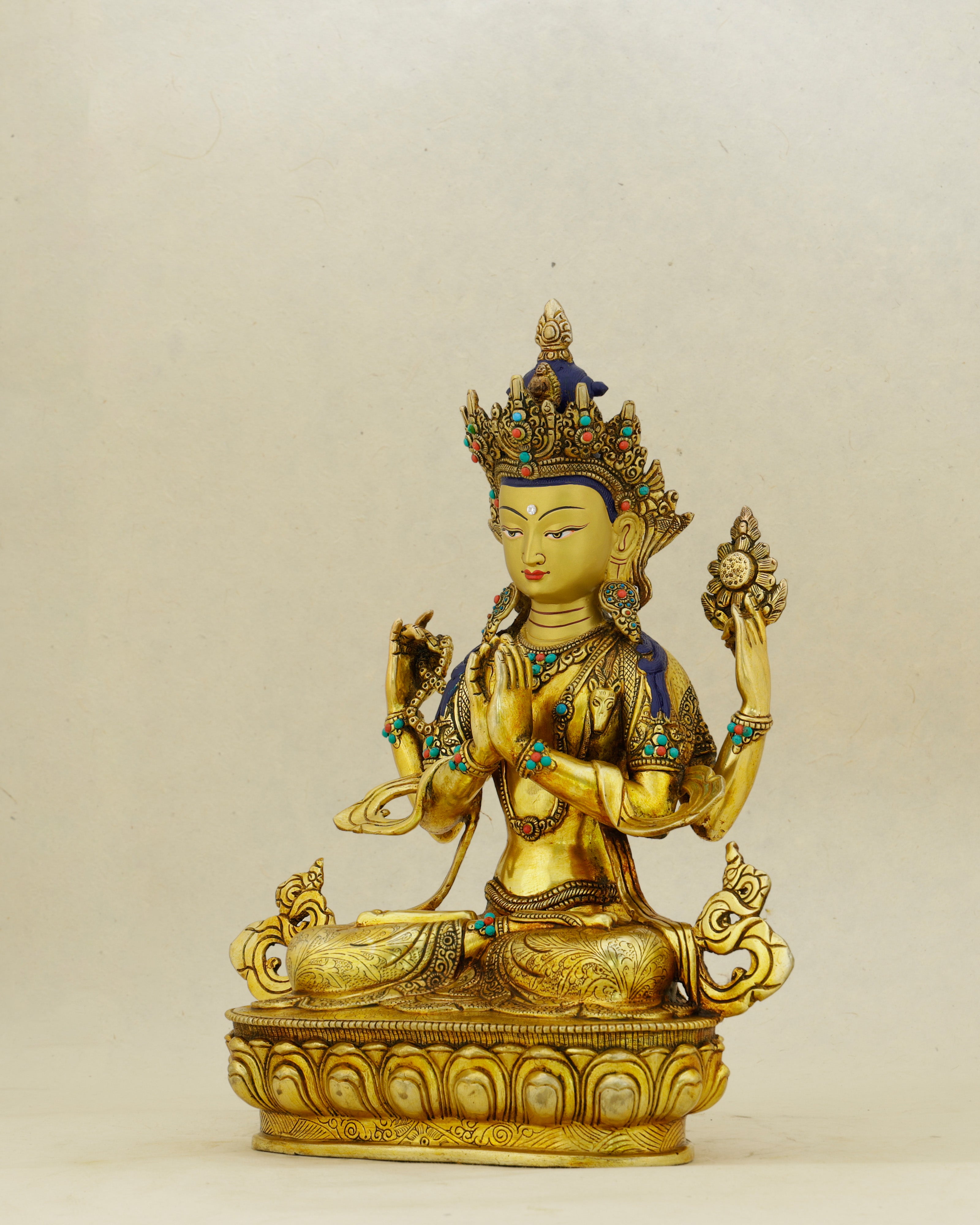 Every Arm Reaches Toward You | 24K Gold Gilded Chengresi Statue