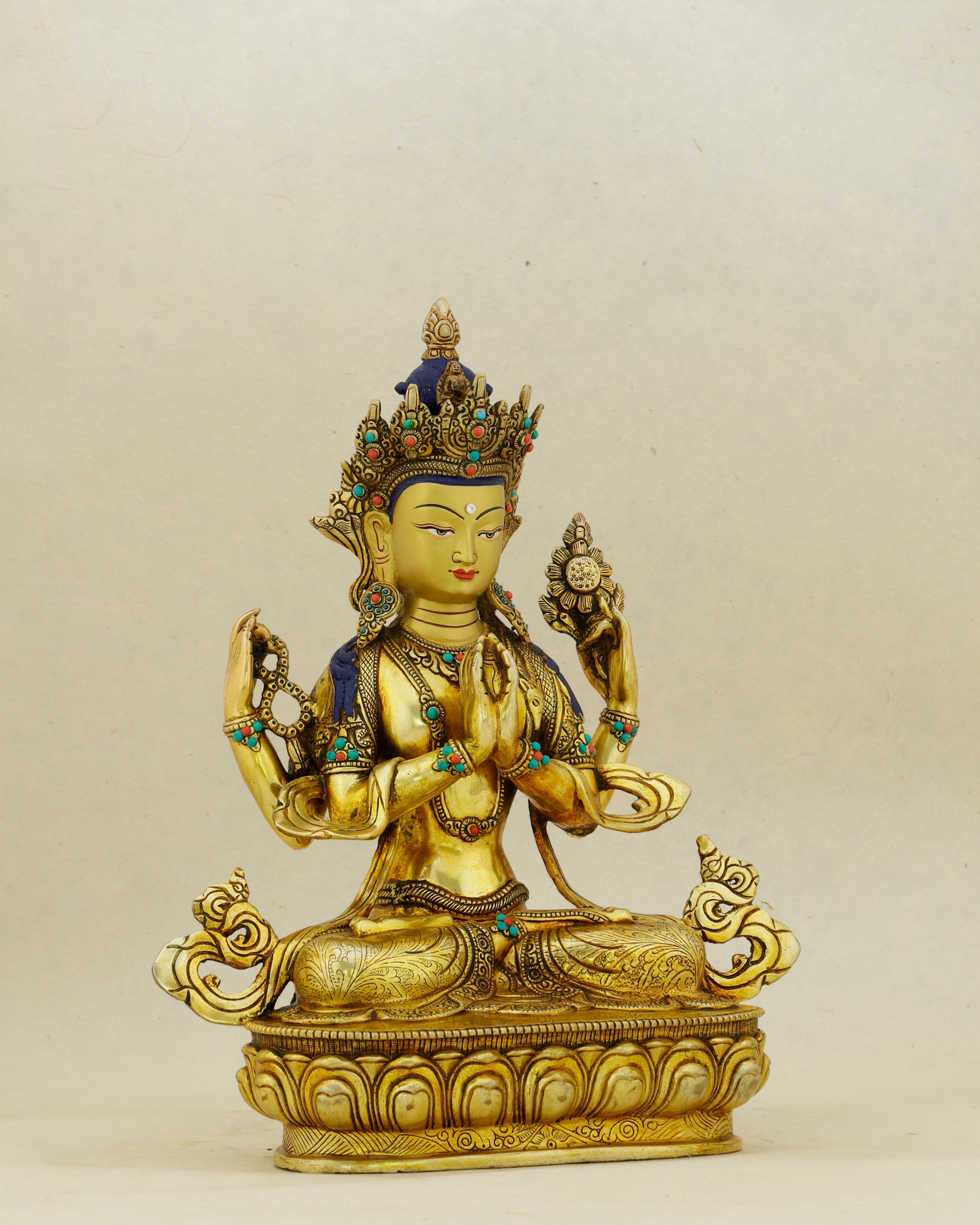 Every Arm Reaches Toward You | 24K Gold Gilded Chengresi Statue - Authentic Handcrafted Statue