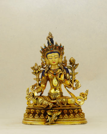 Golden Courage, Endless Grace | 24K Gold Gilded Green Tara Statue