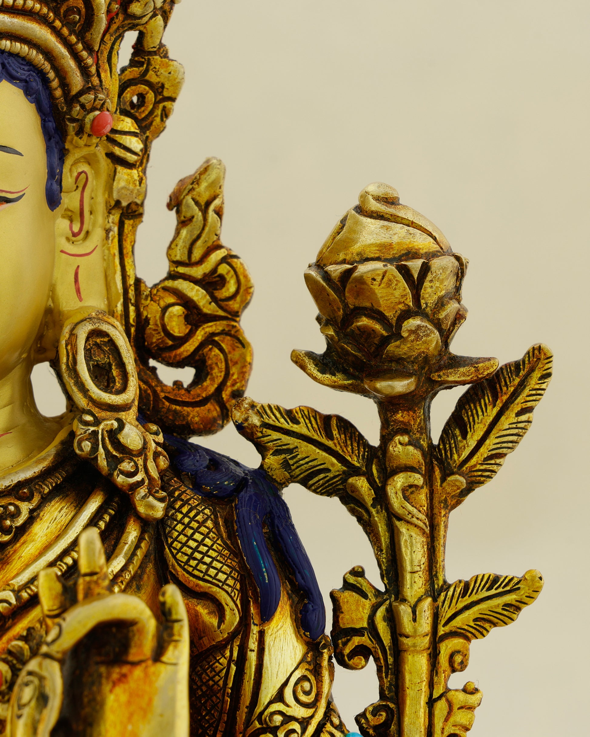 Golden Courage, Endless Grace | 24K Gold Gilded Green Tara Statue - Authentic Handcrafted Statue