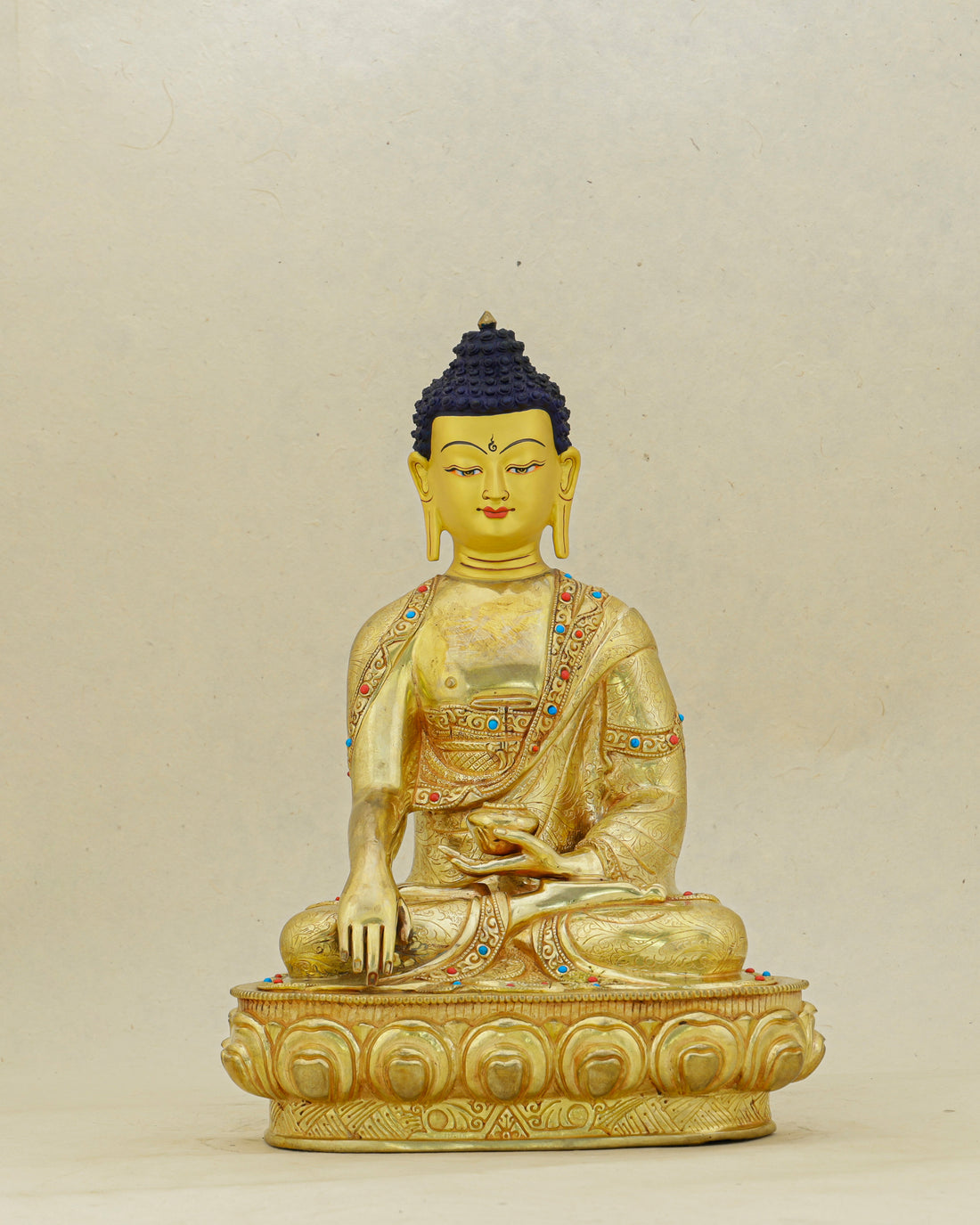 Every Detail a Devotion | Jewelled Gilded Sakyamuni Buddha From Nepal - Handcrafted Buddhist Statue