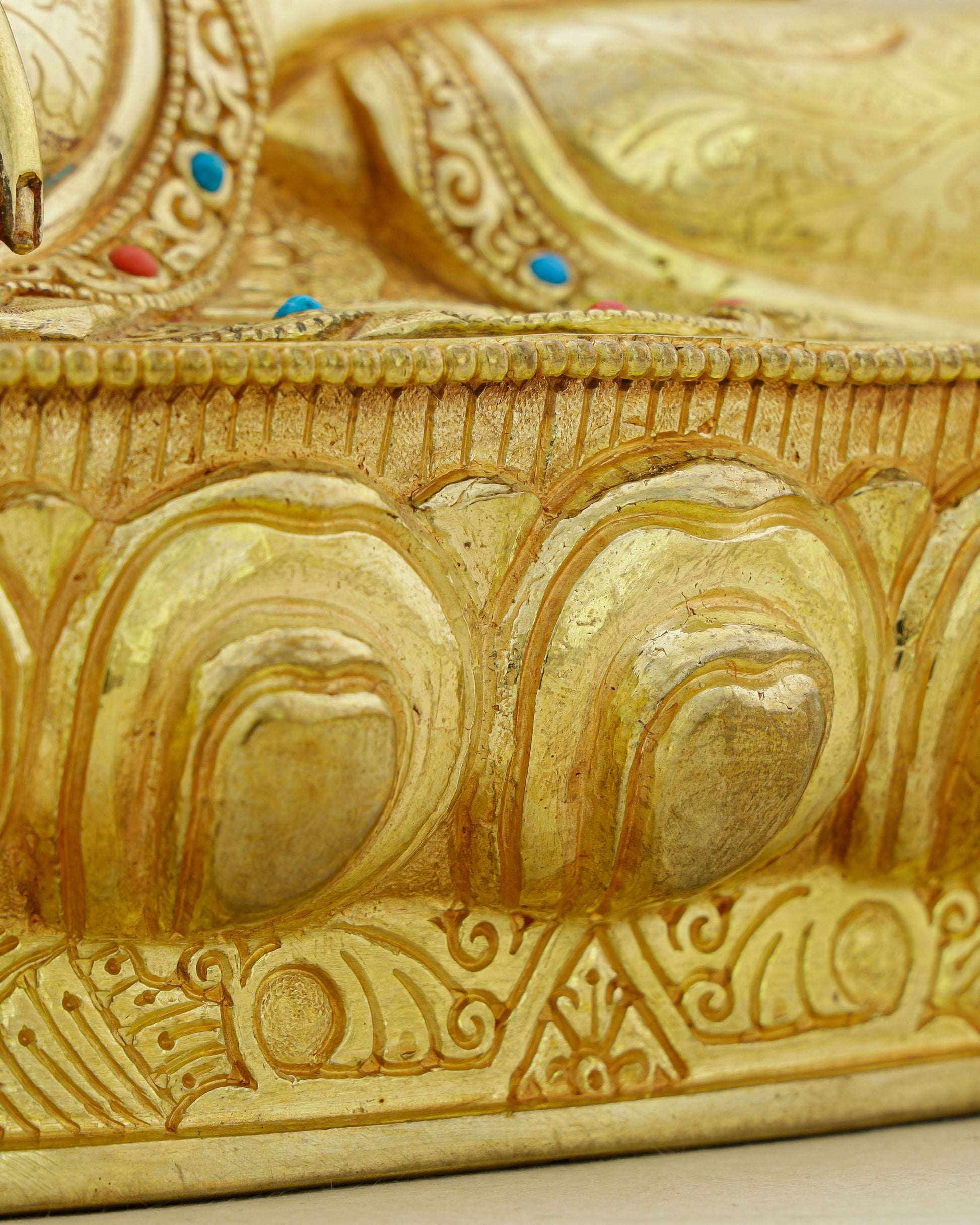 Every Detail a Devotion | Jewelled Gilded Sakyamuni Buddha From Nepal - Authentic Handcrafted Statue