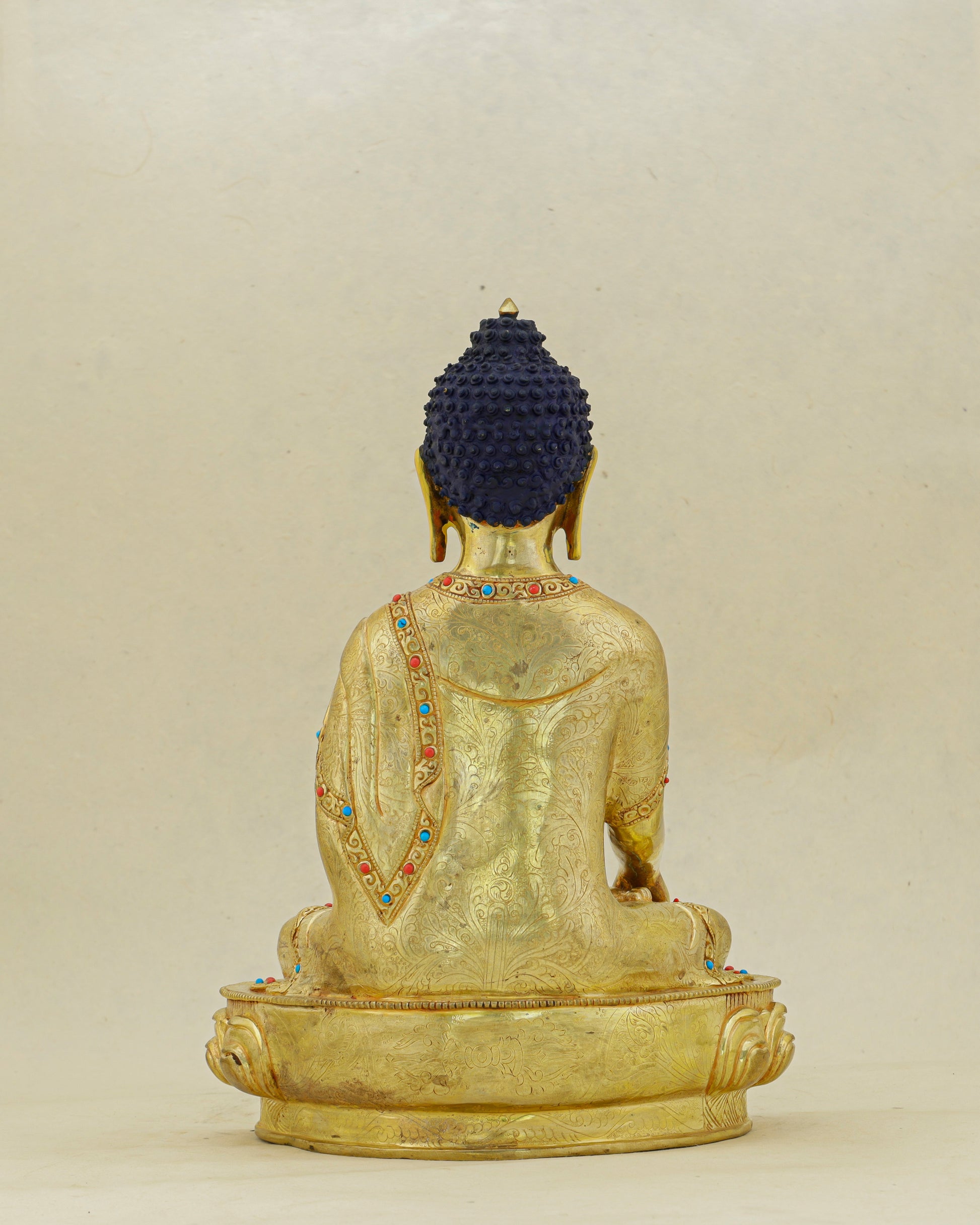 Every Detail a Devotion | Jewelled Gilded Sakyamuni Buddha From Nepal - Authentic Handcrafted Statue