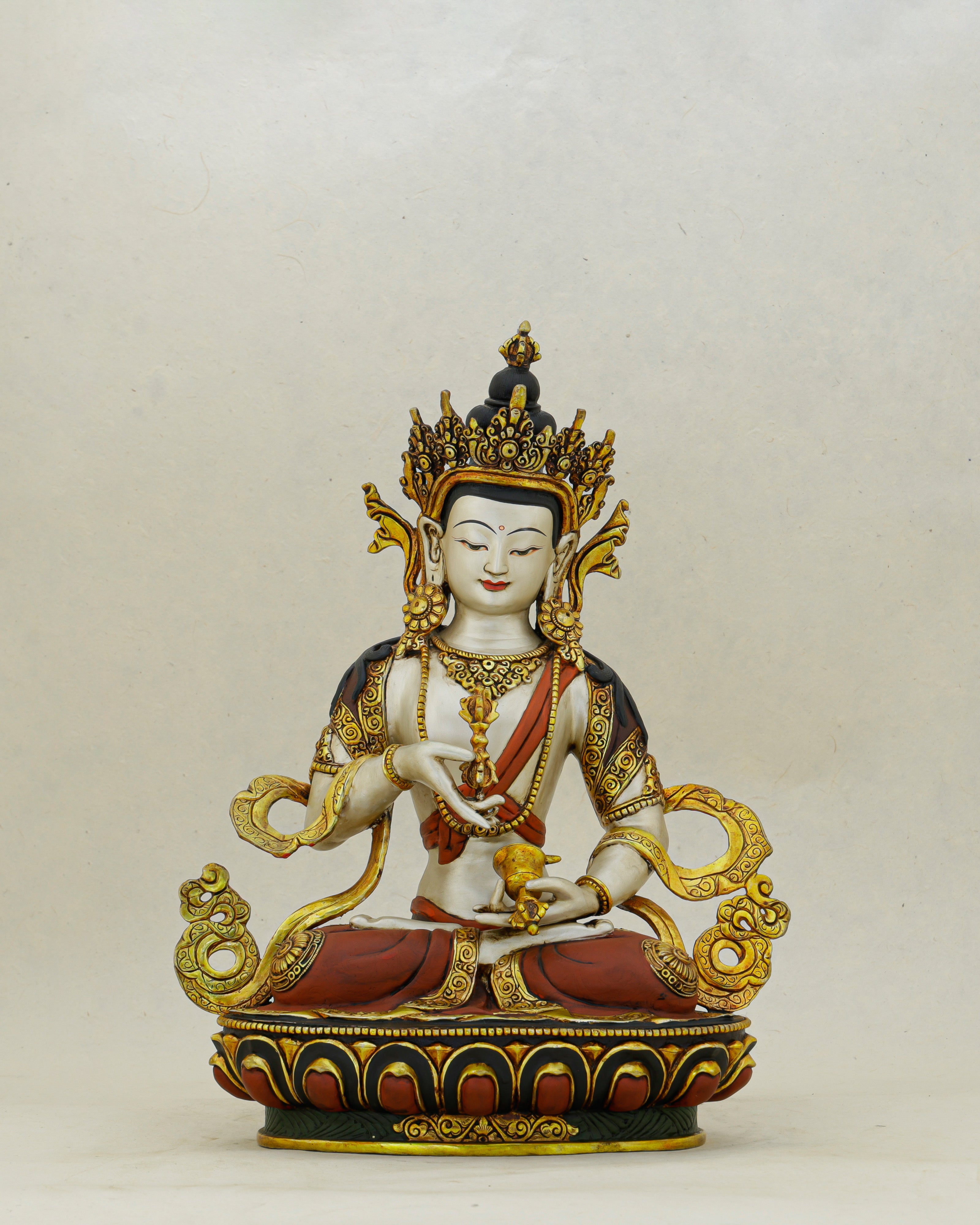 White as the Unstained Mind, Gold as Its Radiance | Handcrafted Vajrasattva From Nepal