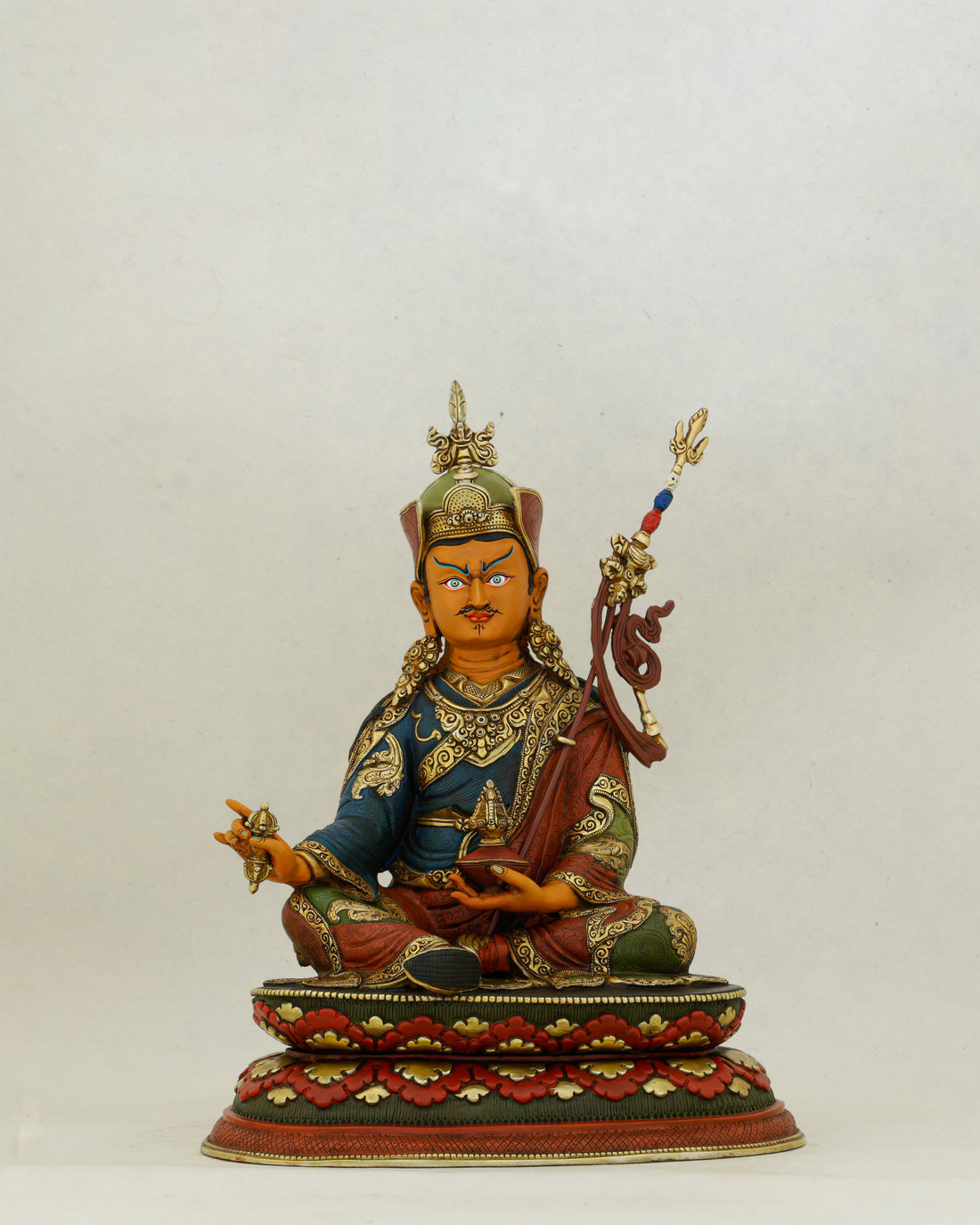 His Eyes Have Seen Every Demon Fall | Hand Painted Guru Rinpoche Statue - Handcrafted Buddhist Statue