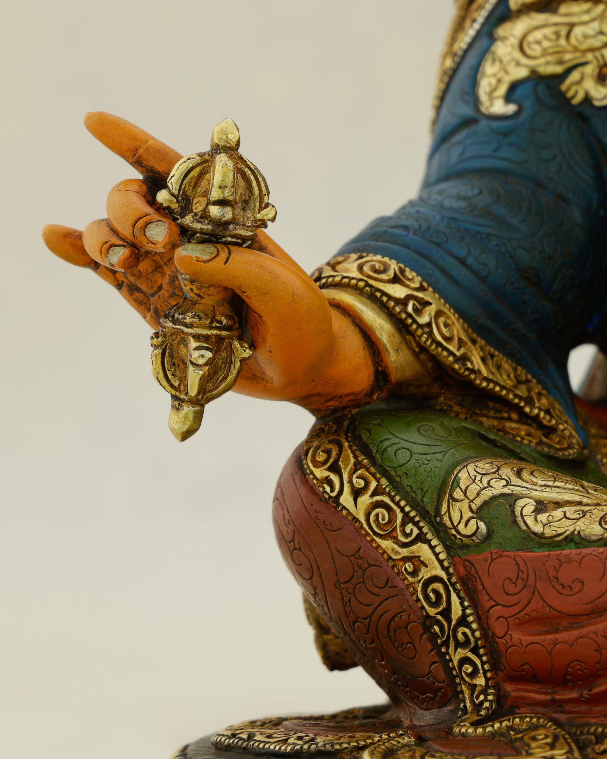 His Eyes Have Seen Every Demon Fall | Hand Painted Guru Rinpoche Statue - Authentic Handcrafted Statue