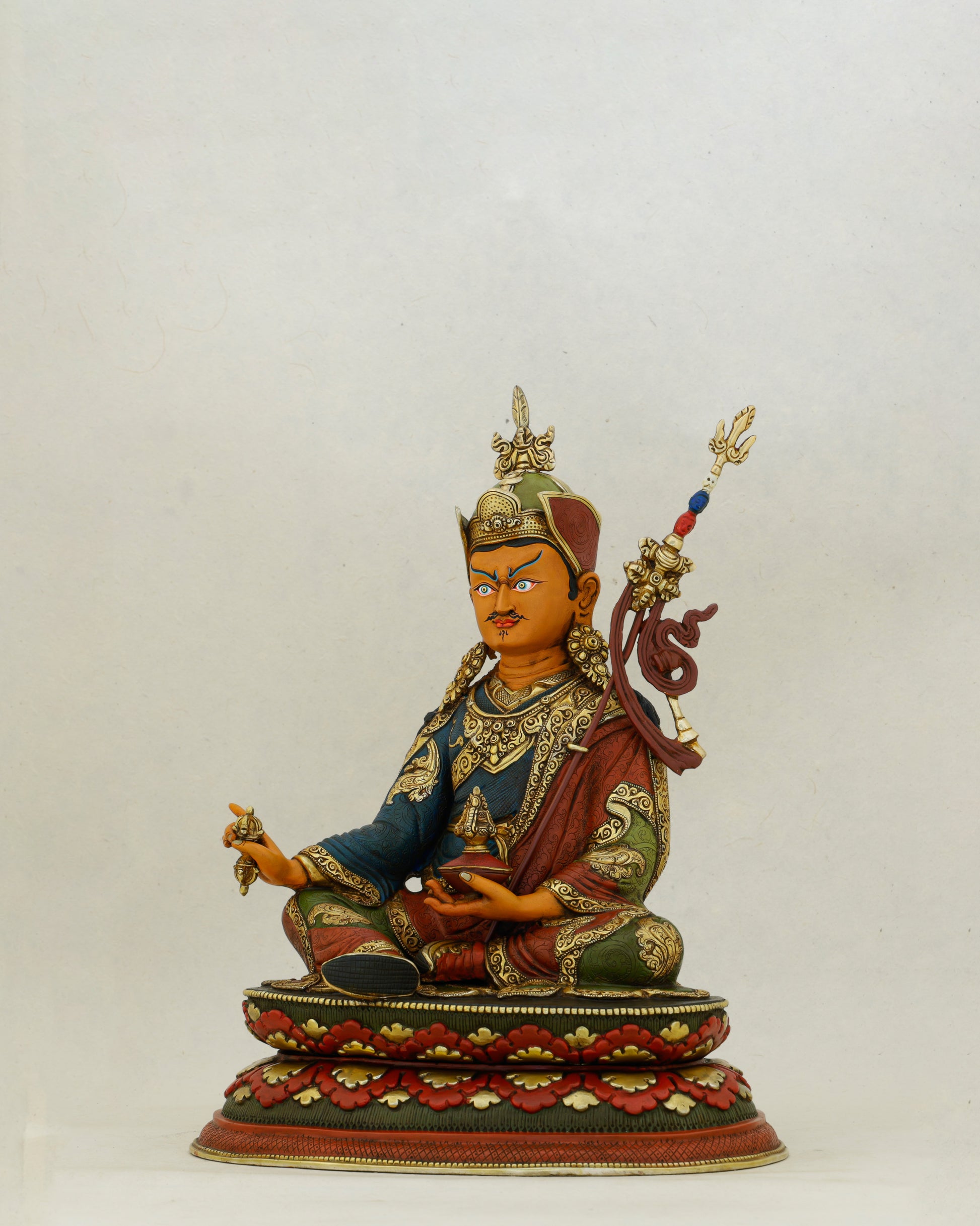 His Eyes Have Seen Every Demon Fall | Hand Painted Guru Rinpoche Statue - Authentic Handcrafted Statue