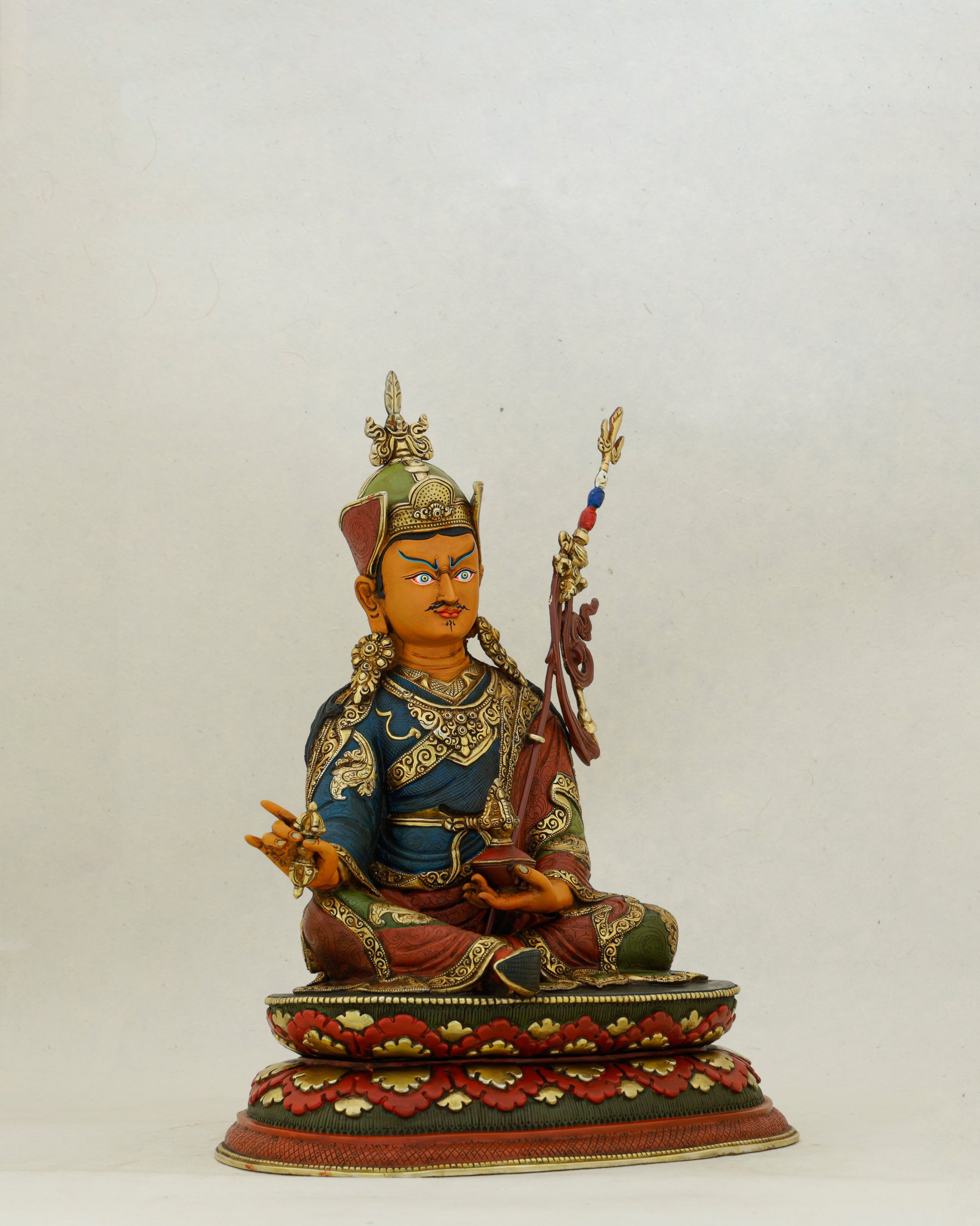 His Eyes Have Seen Every Demon Fall | Hand Painted Guru Rinpoche Statue - Authentic Handcrafted Statue