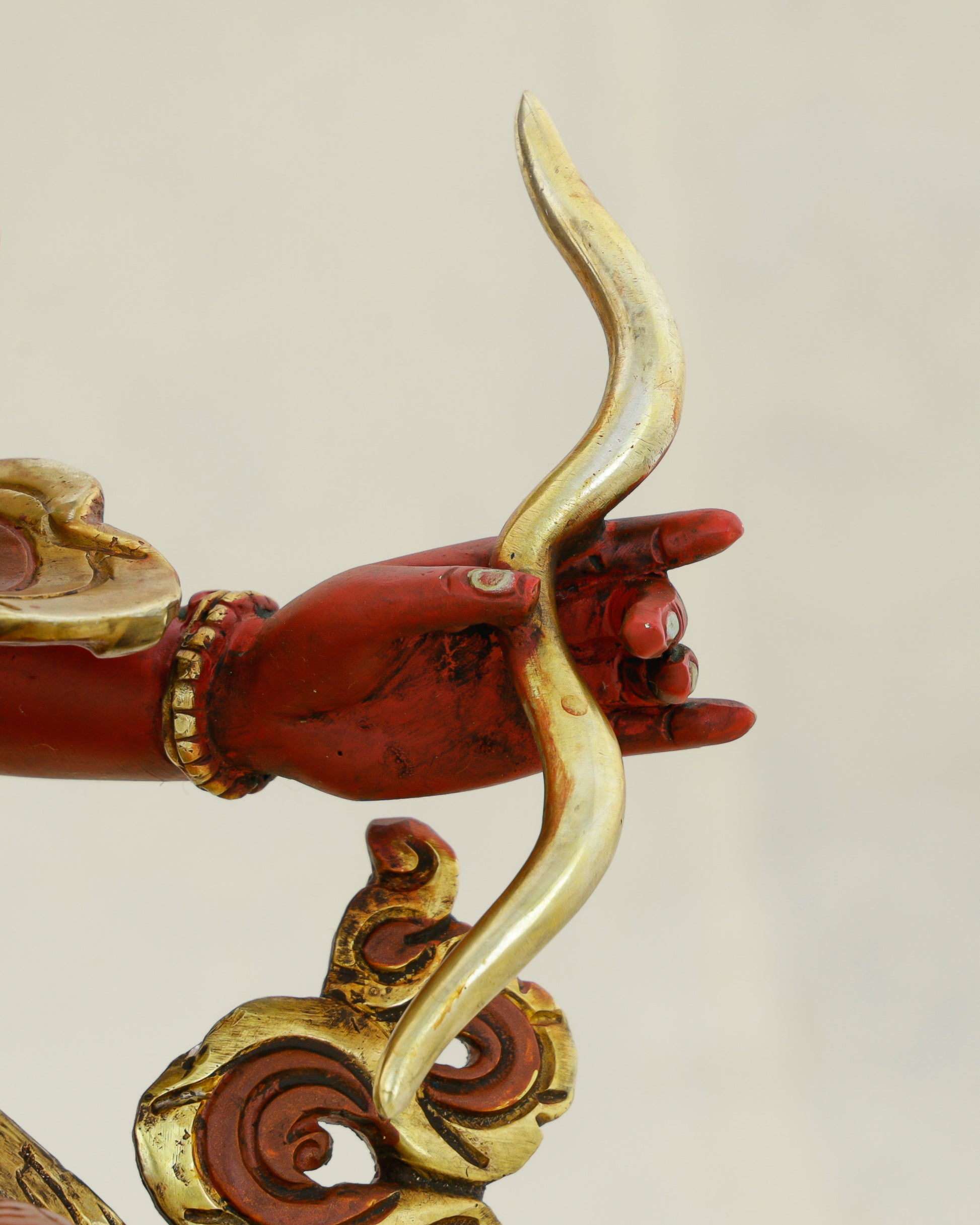 Red as Fire, Sharp as Truth | Six-Armed Manjushri From Nepal - Authentic Handcrafted Statue