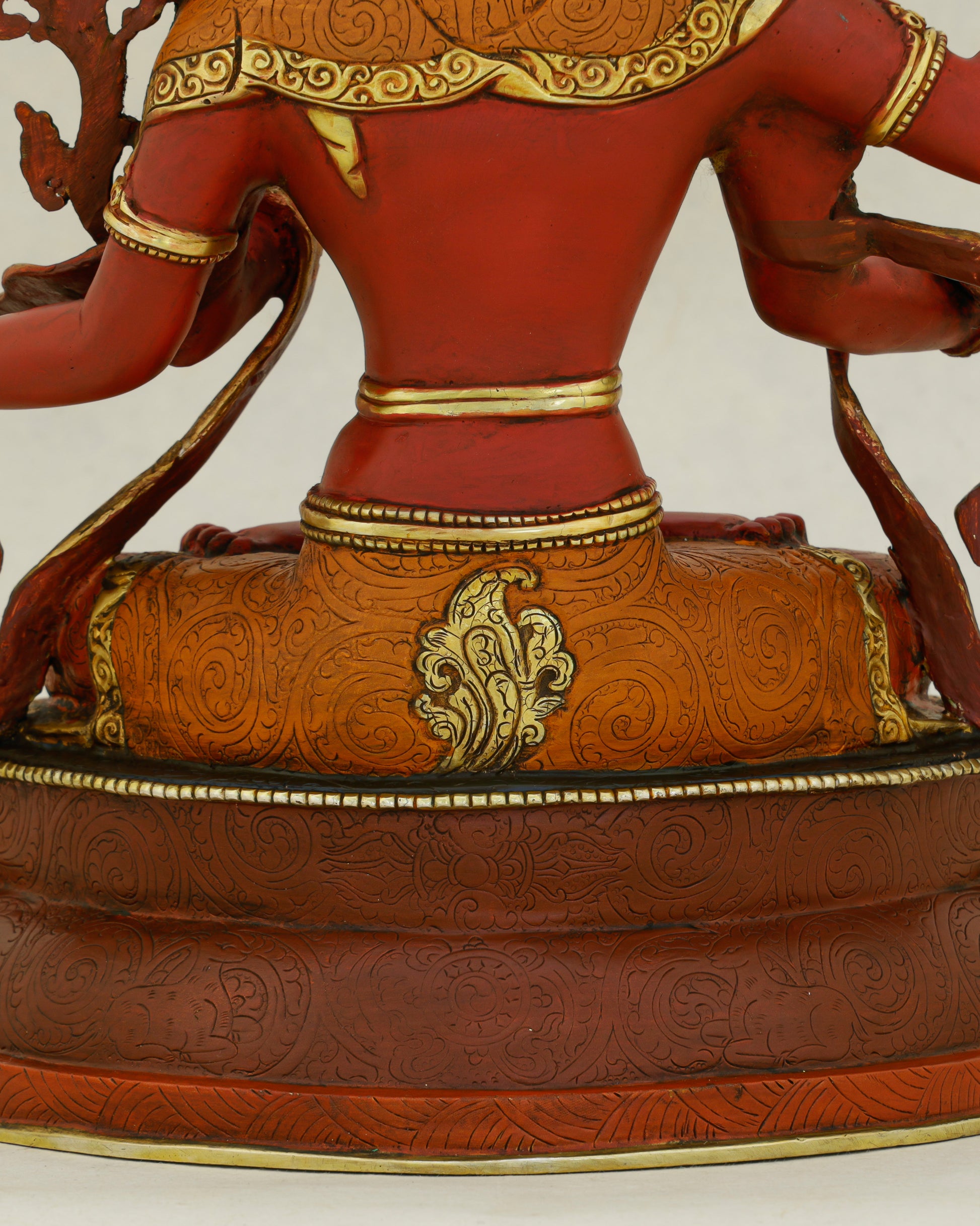 Red as Fire, Sharp as Truth | Six-Armed Manjushri From Nepal - Authentic Handcrafted Statue