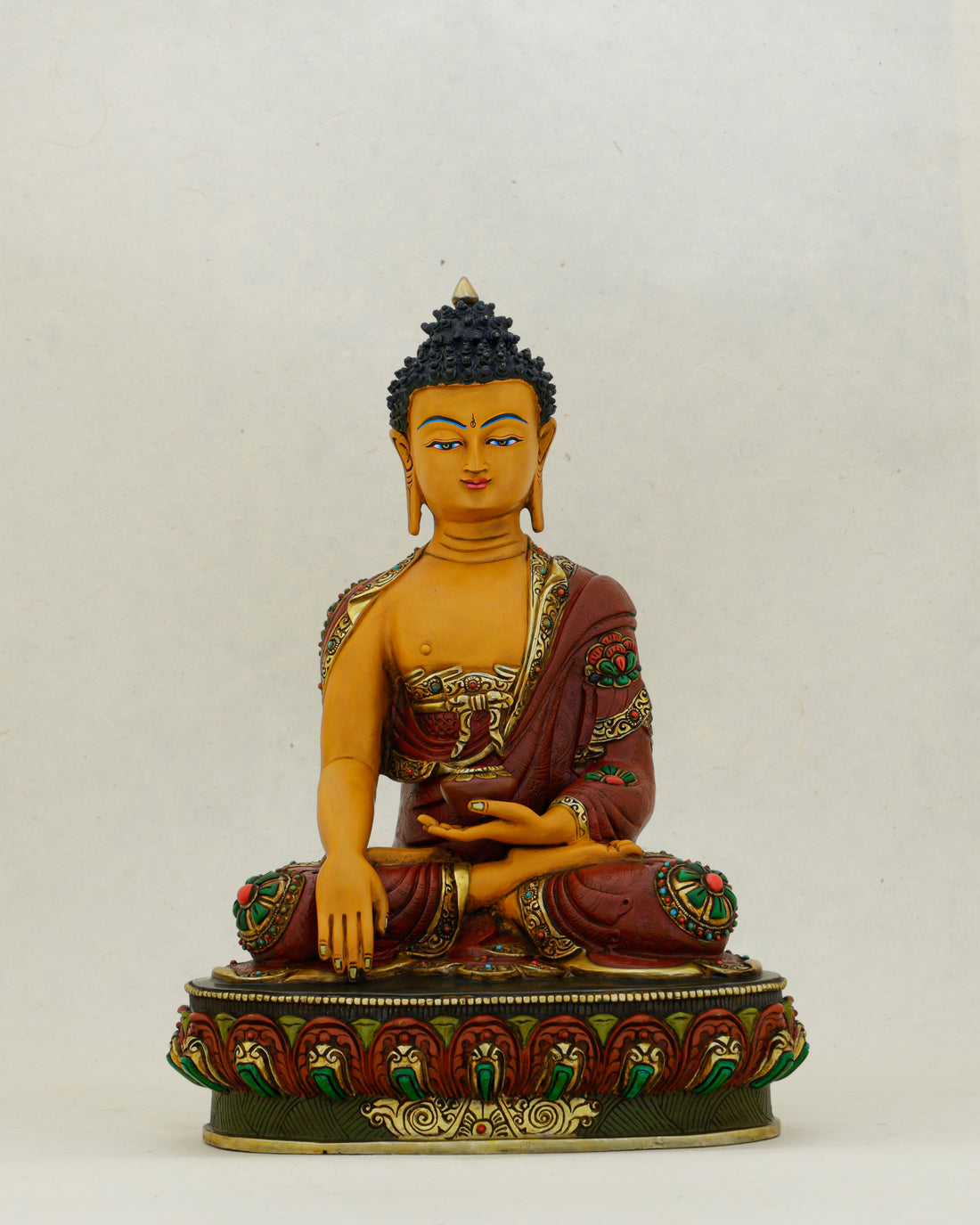 Warm as the Sun That Never Sets | Hand Painted Sakyamuni Buddha Statue - Handcrafted Buddhist Statue