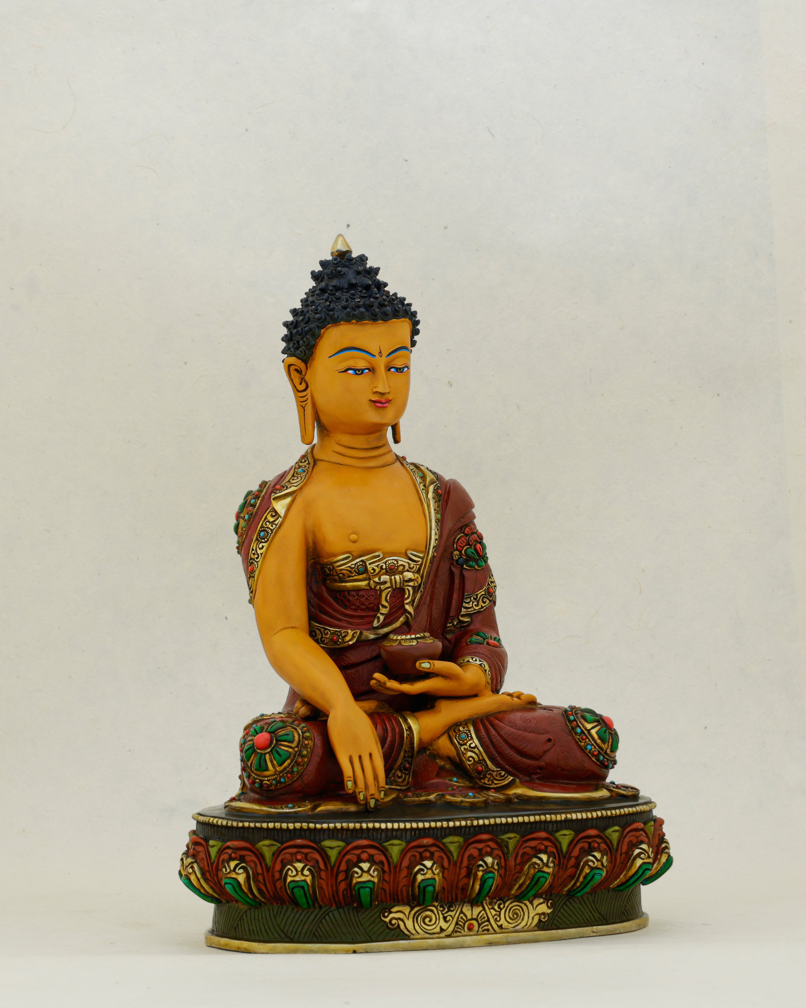 Warm as the Sun That Never Sets | Hand Painted Sakyamuni Buddha Statue
