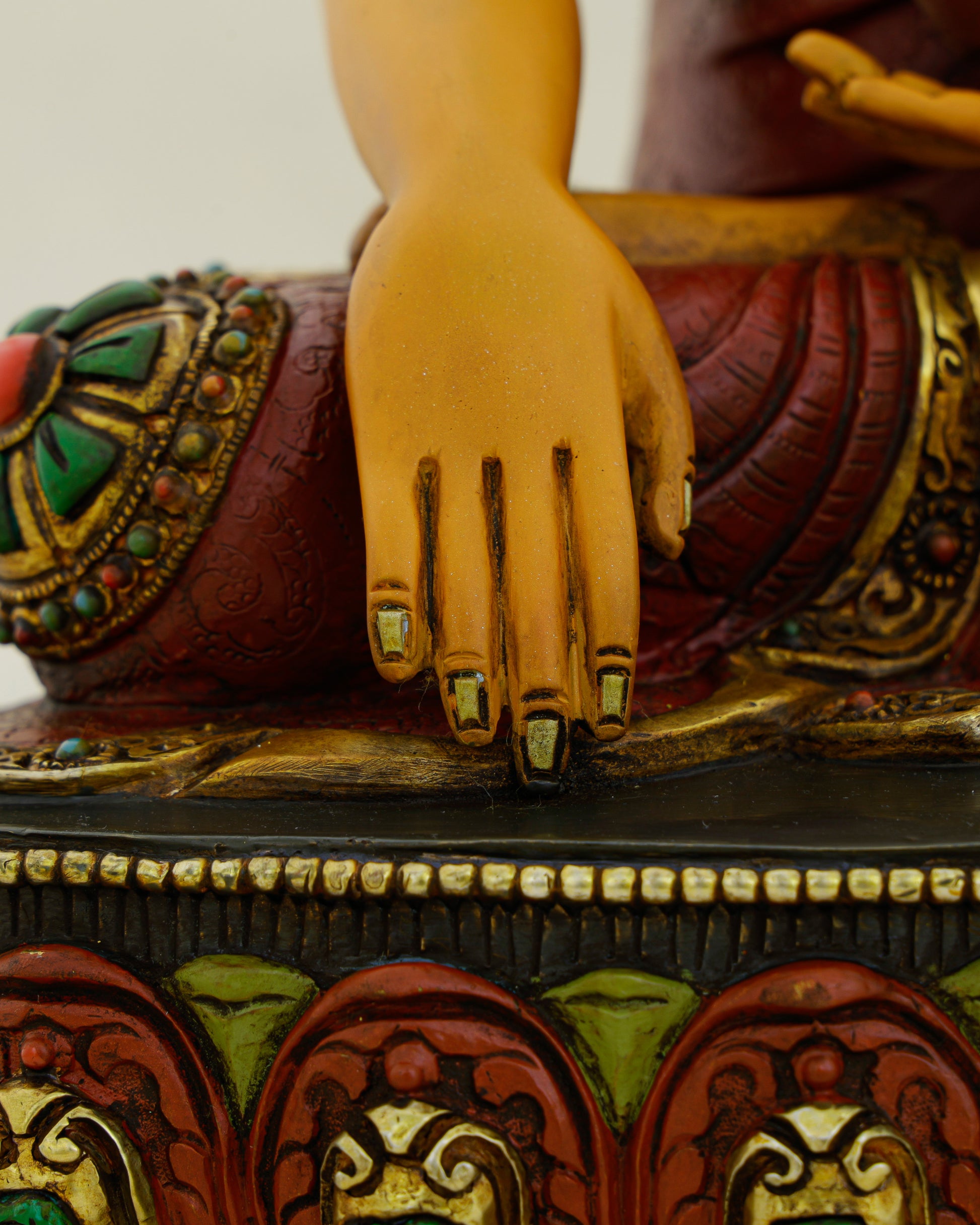 Warm as the Sun That Never Sets | Hand Painted Sakyamuni Buddha Statue - Authentic Handcrafted Statue